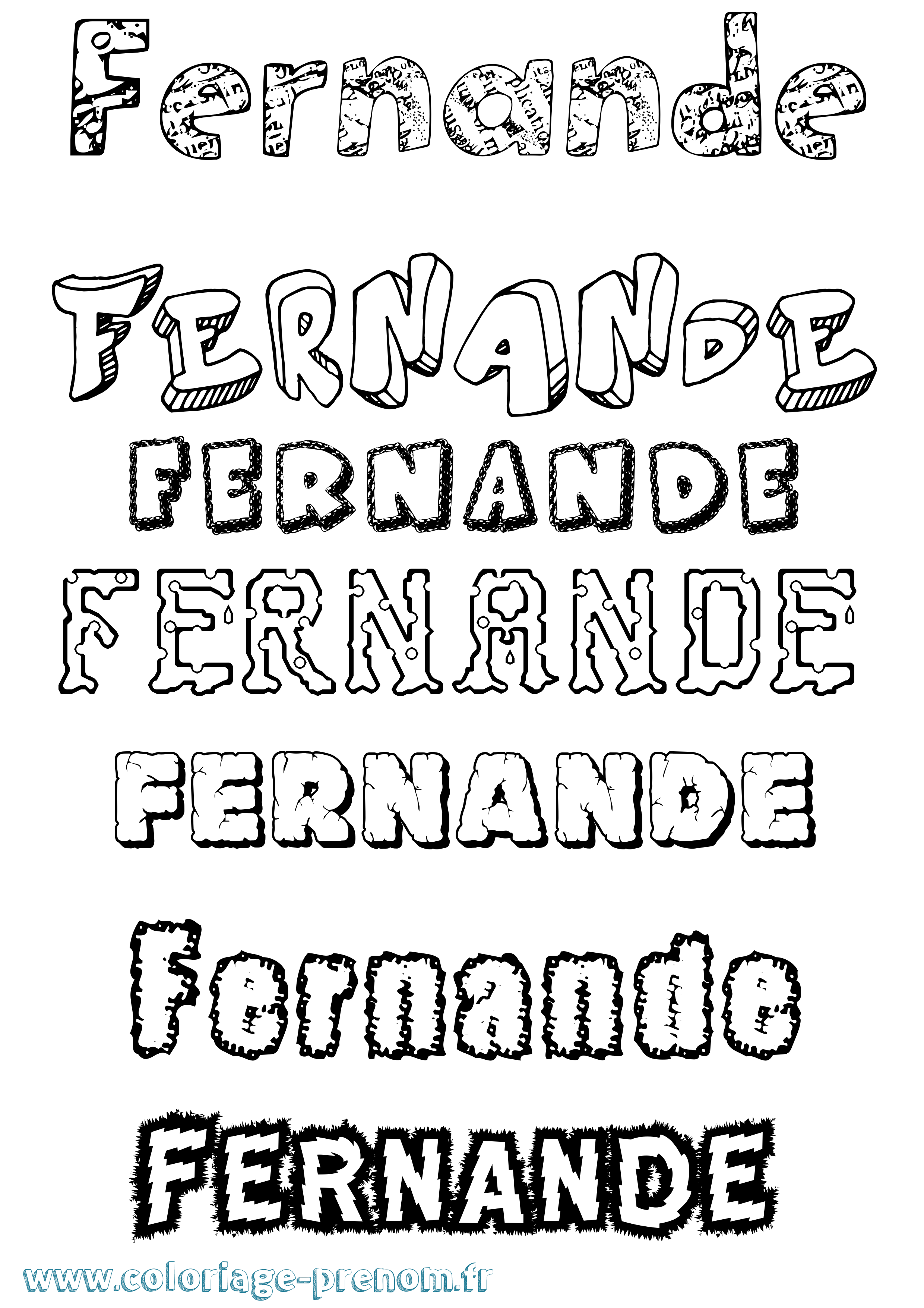Coloriage Fernande Destructuré Coloriage prénom Fernande Destructuré