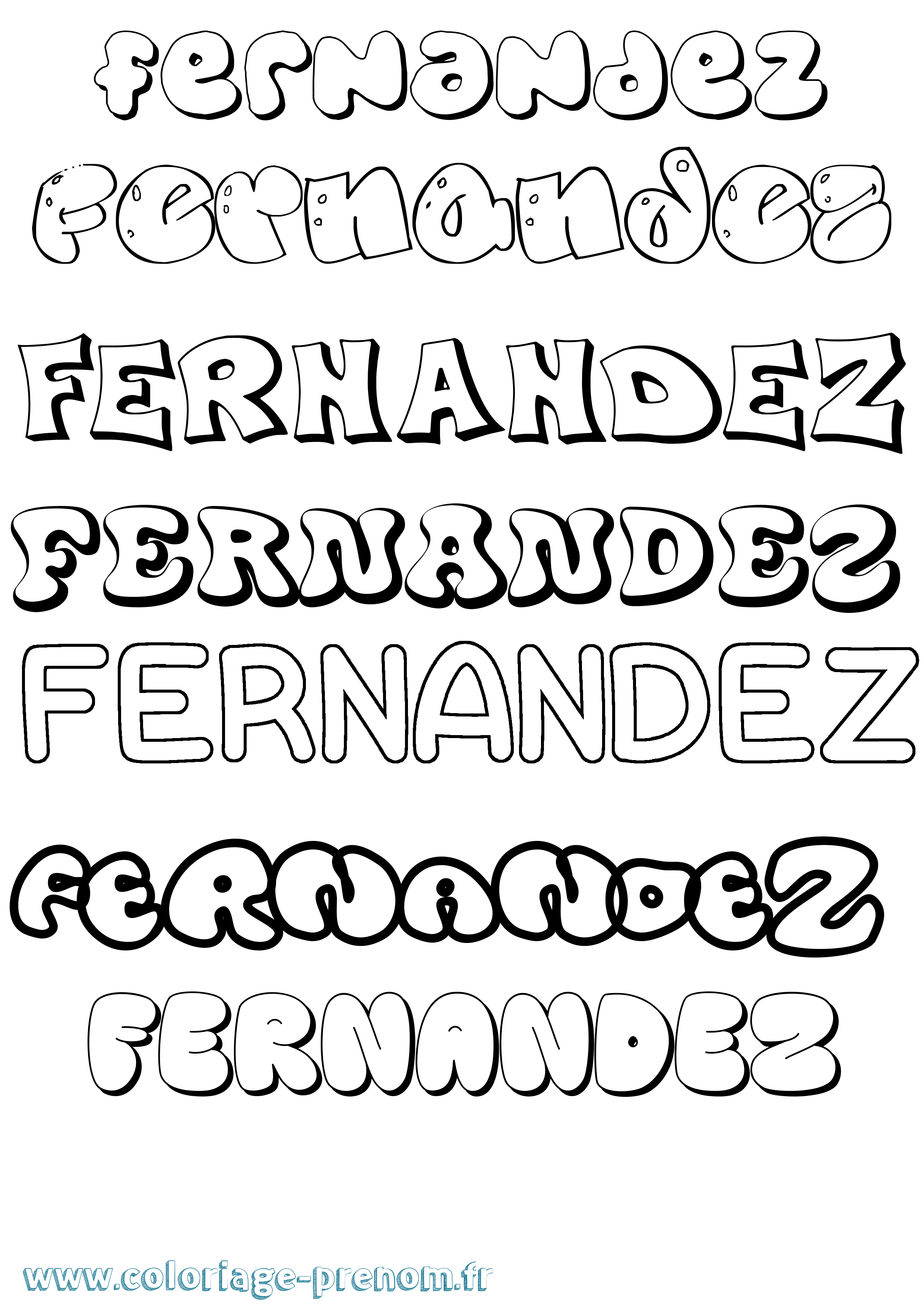 Coloriage Fernandez Bubble Coloriage prénom Fernandez Bubble