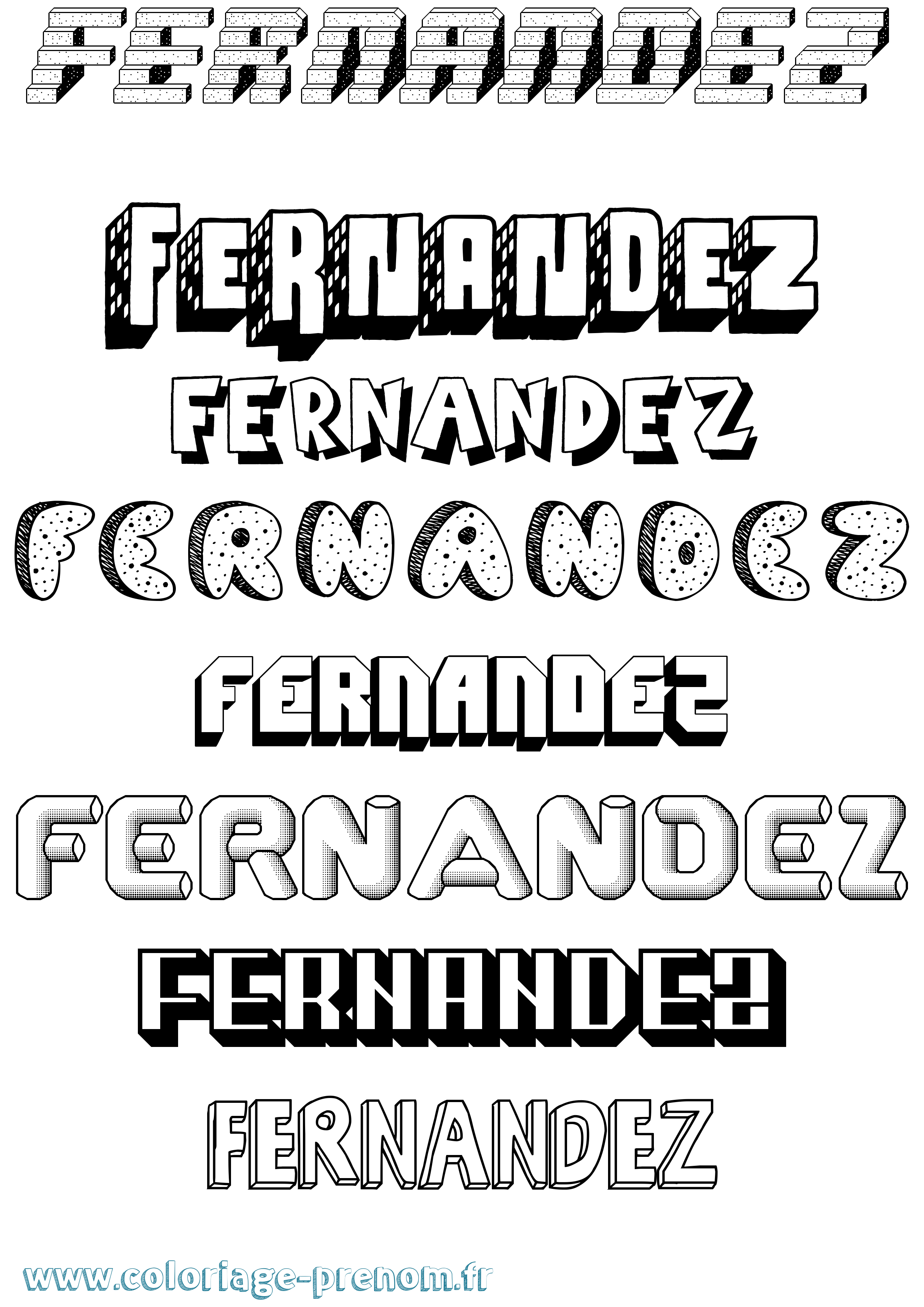 Coloriage Fernandez Effet 3D Coloriage prénom Fernandez Effet 3D