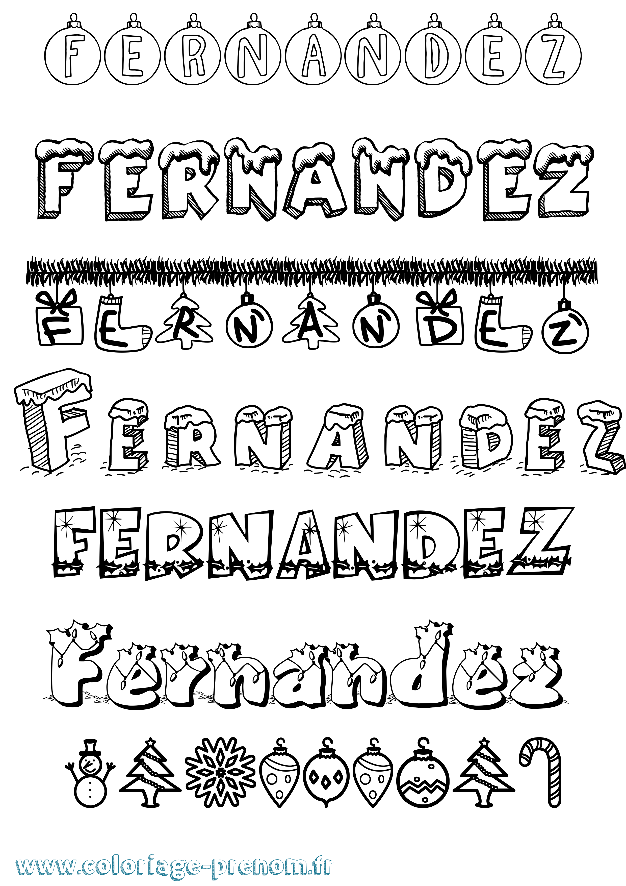 Coloriage Fernandez Noël Coloriage prénom Fernandez Noël