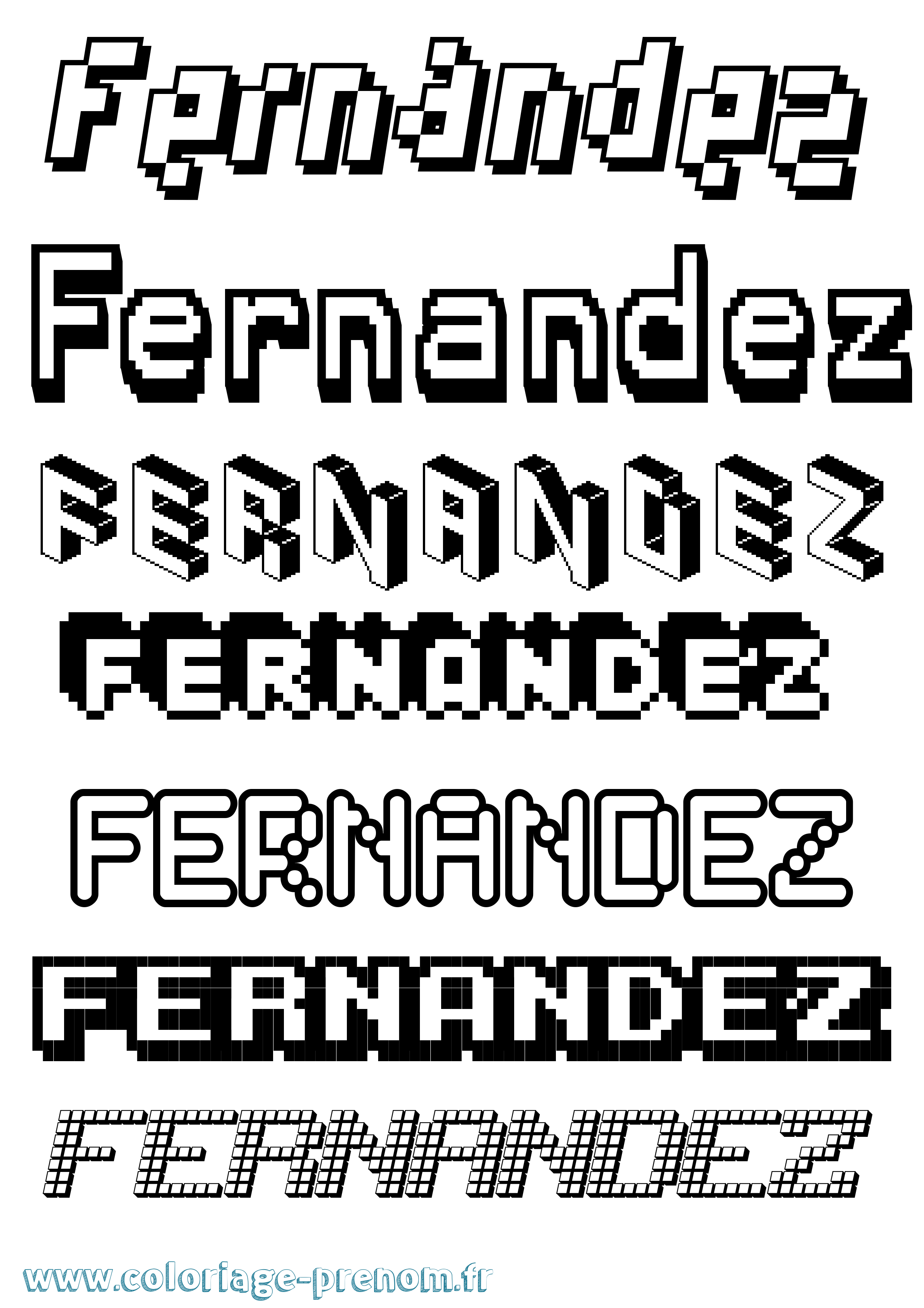 Coloriage Fernandez Pixel Coloriage prénom Fernandez Pixel