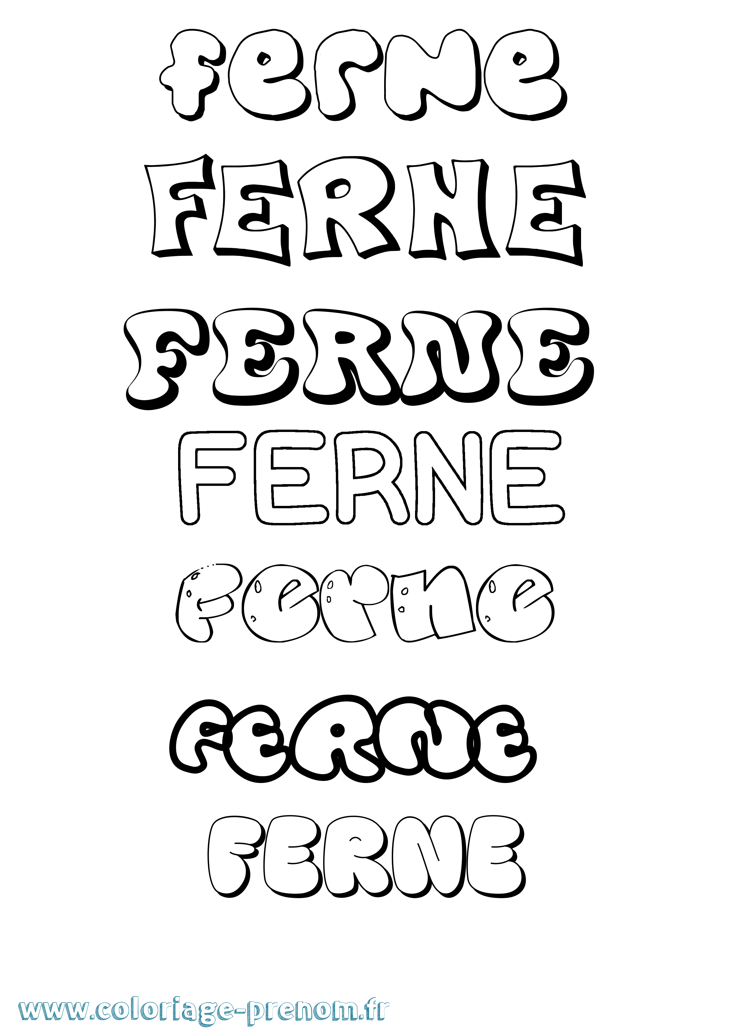 Coloriage Ferne Bubble Coloriage prénom Ferne Bubble