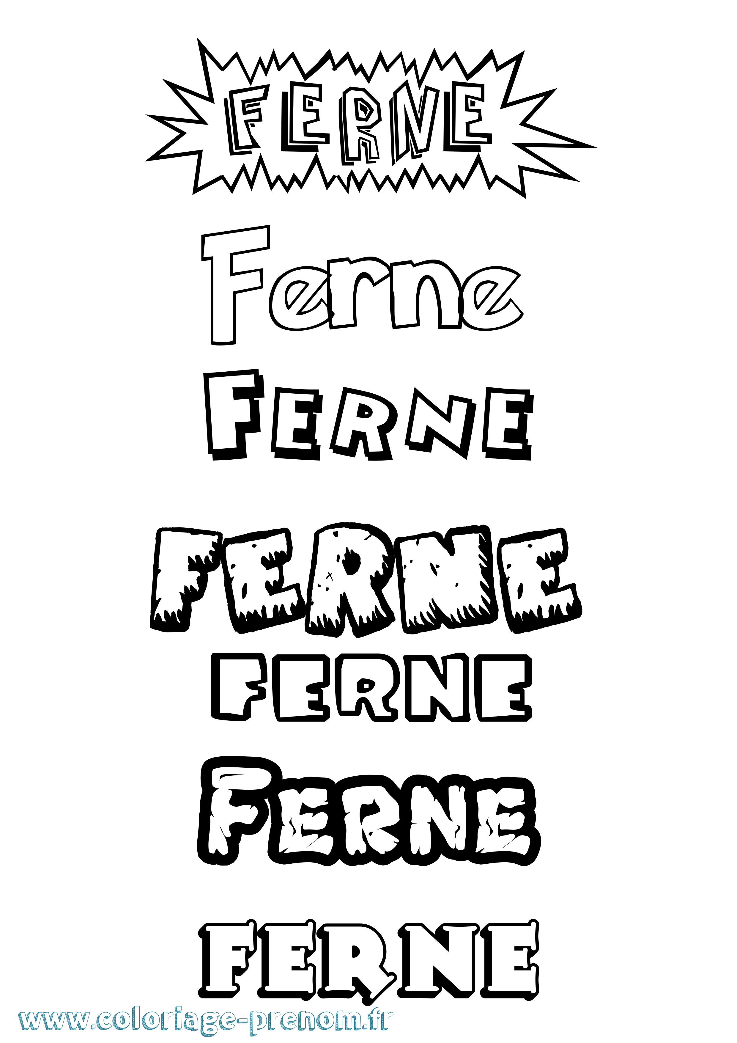 Coloriage Ferne Dessin Animé Coloriage prénom Ferne Dessin Animé