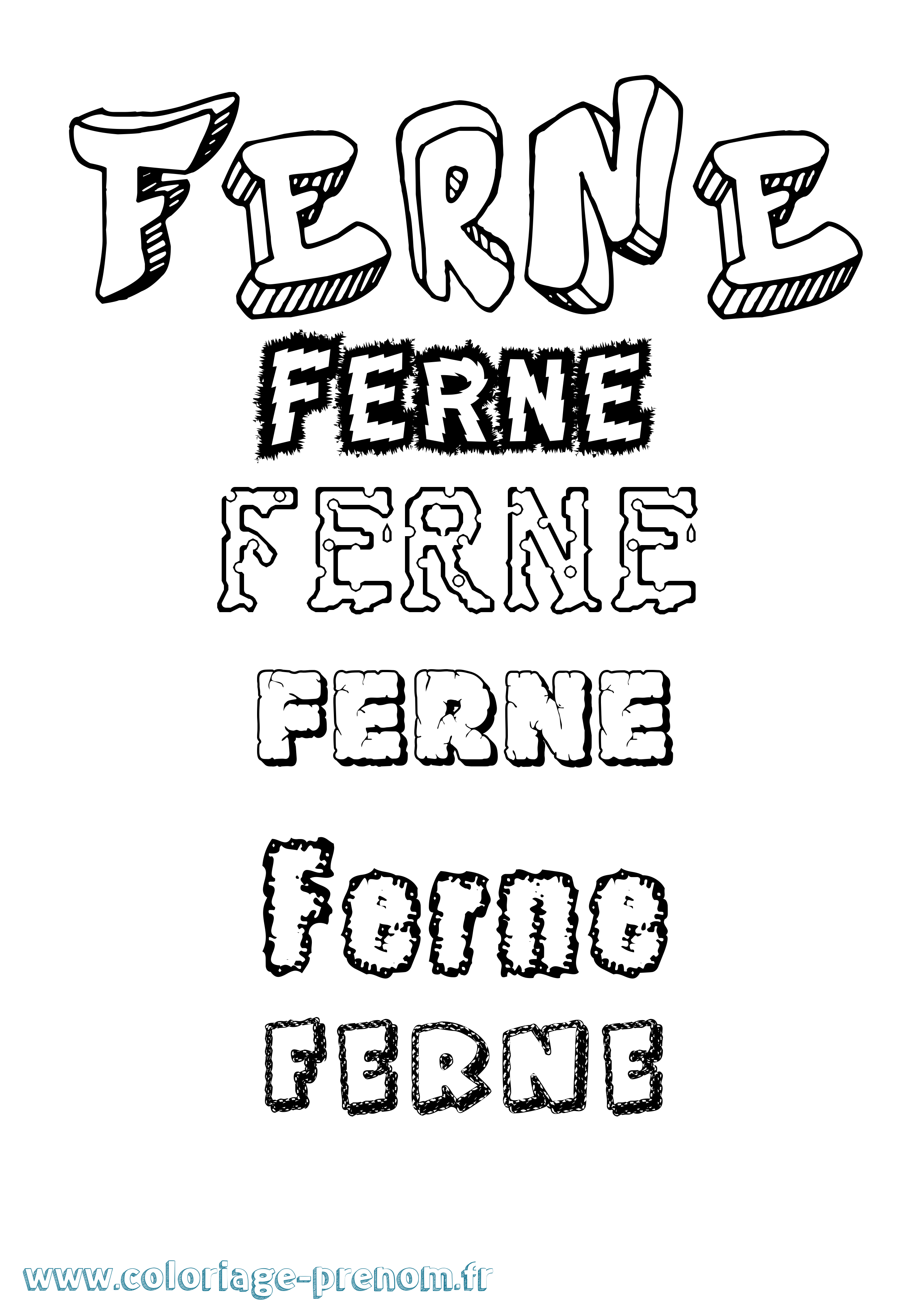 Coloriage Ferne Destructuré Coloriage prénom Ferne Destructuré