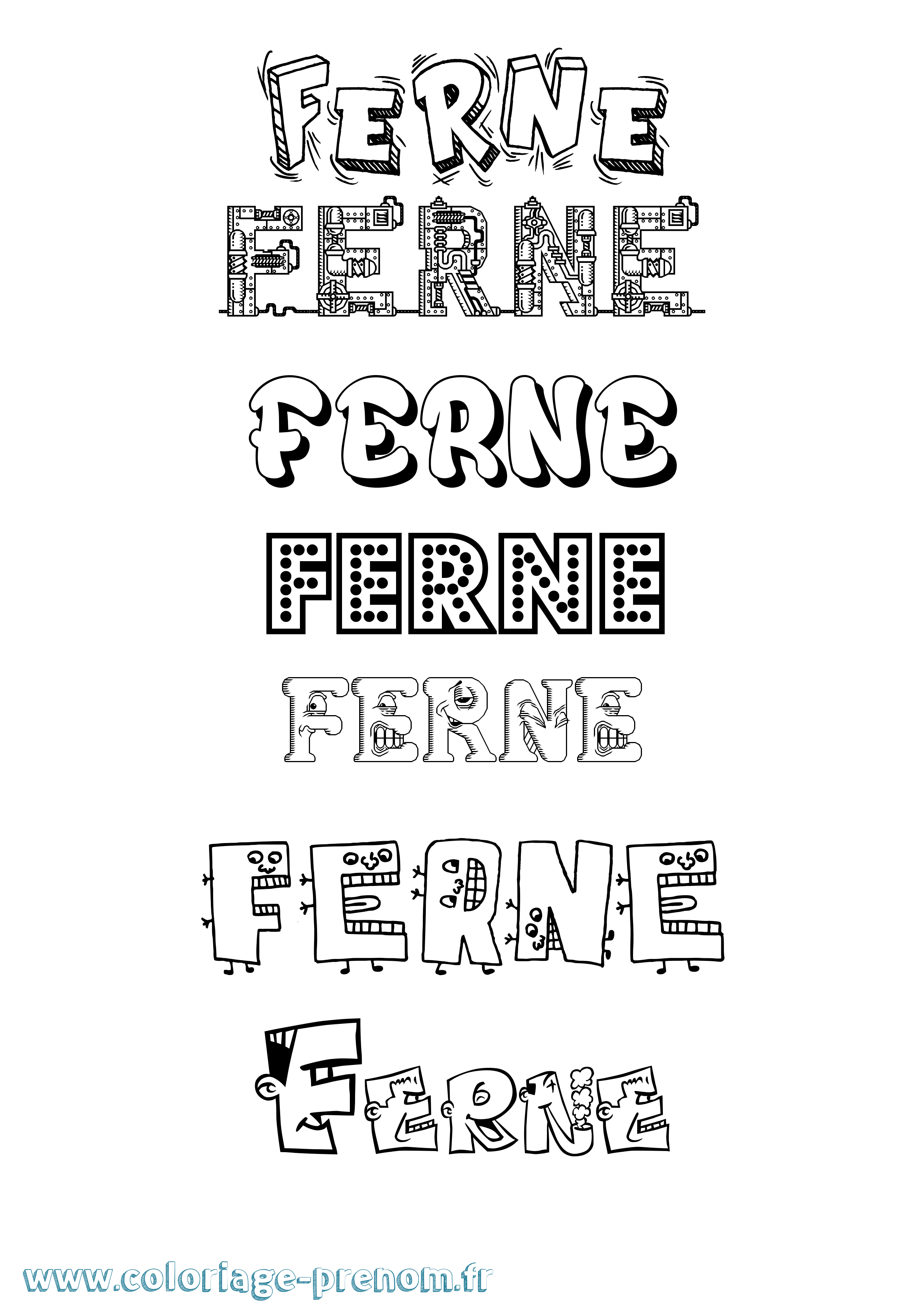 Coloriage Ferne Fun Coloriage prénom Ferne Fun