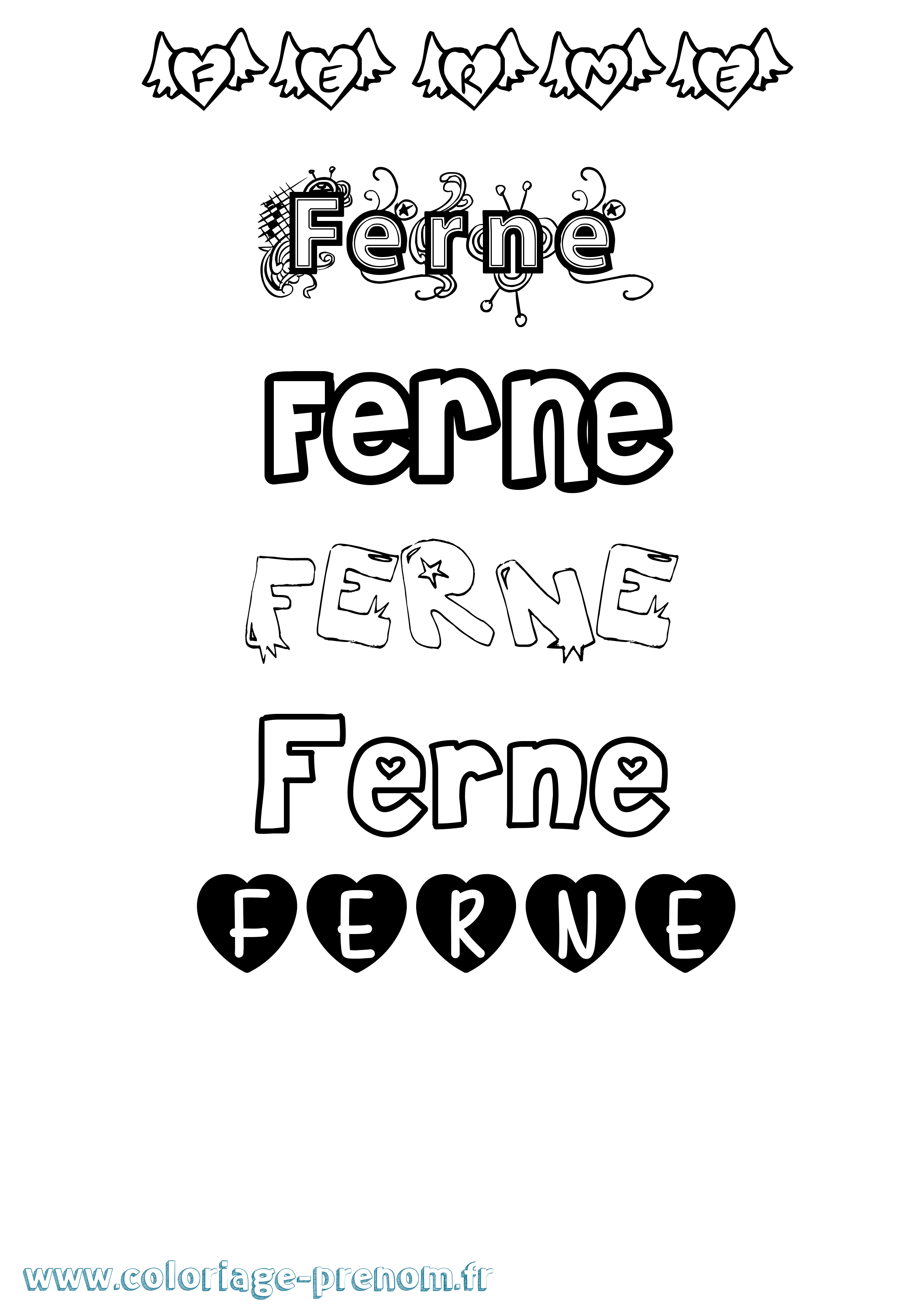 Coloriage Ferne Girly Coloriage prénom Ferne Girly