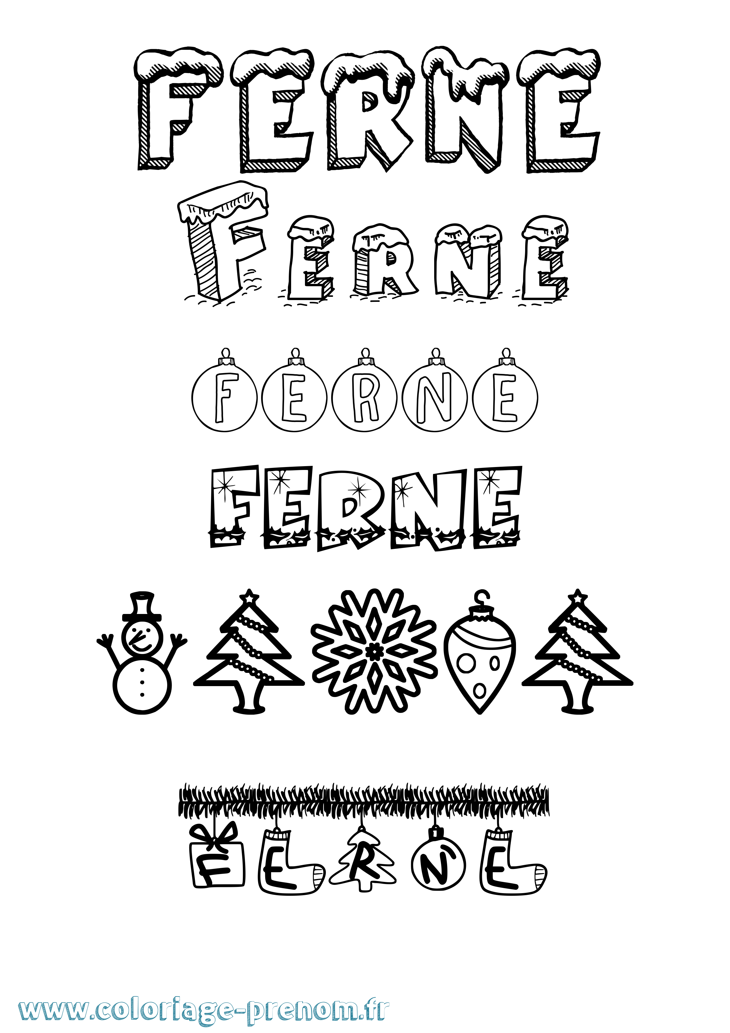 Coloriage Ferne Noël Coloriage prénom Ferne Noël