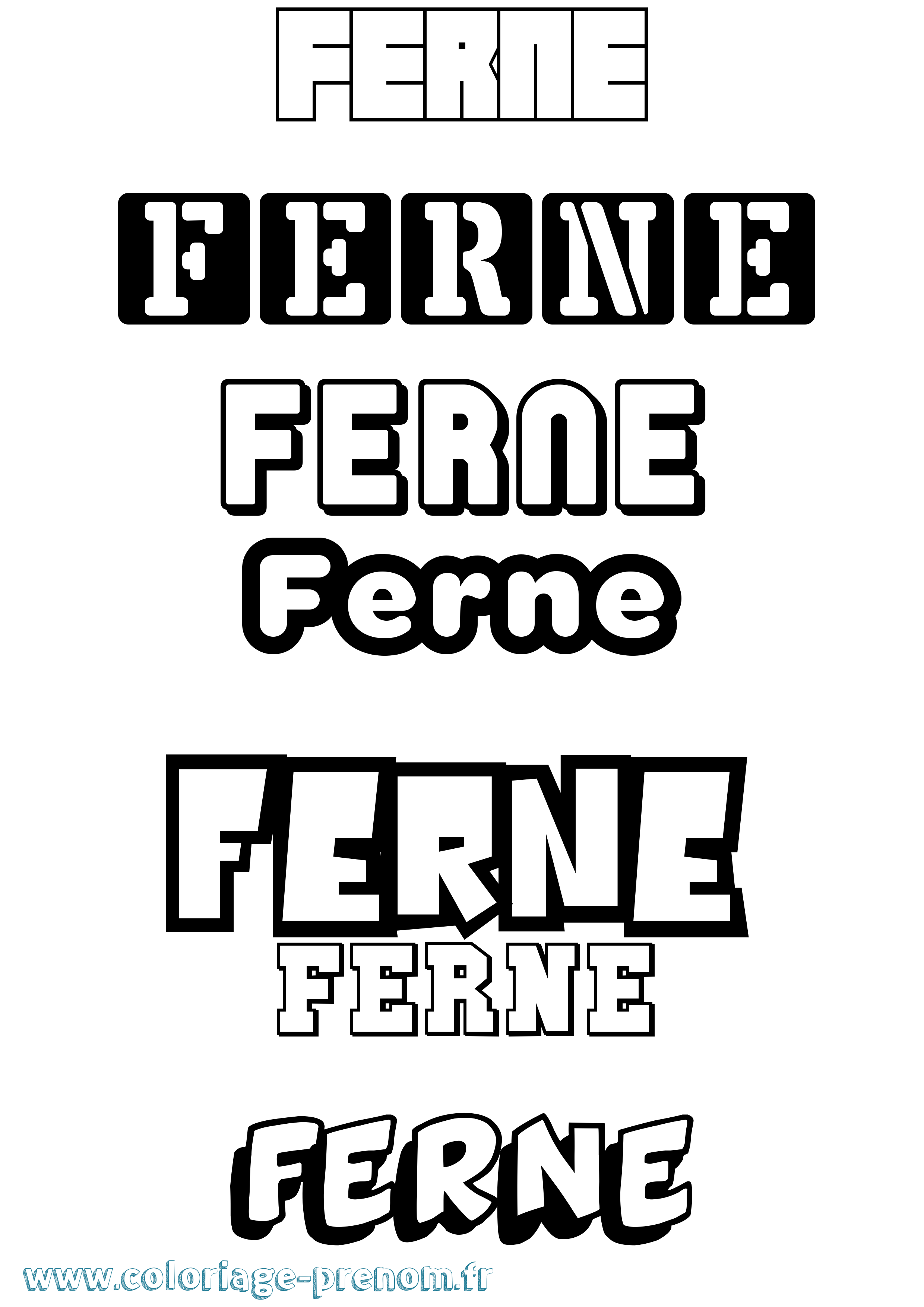Coloriage Ferne Simple Coloriage prénom Ferne Simple