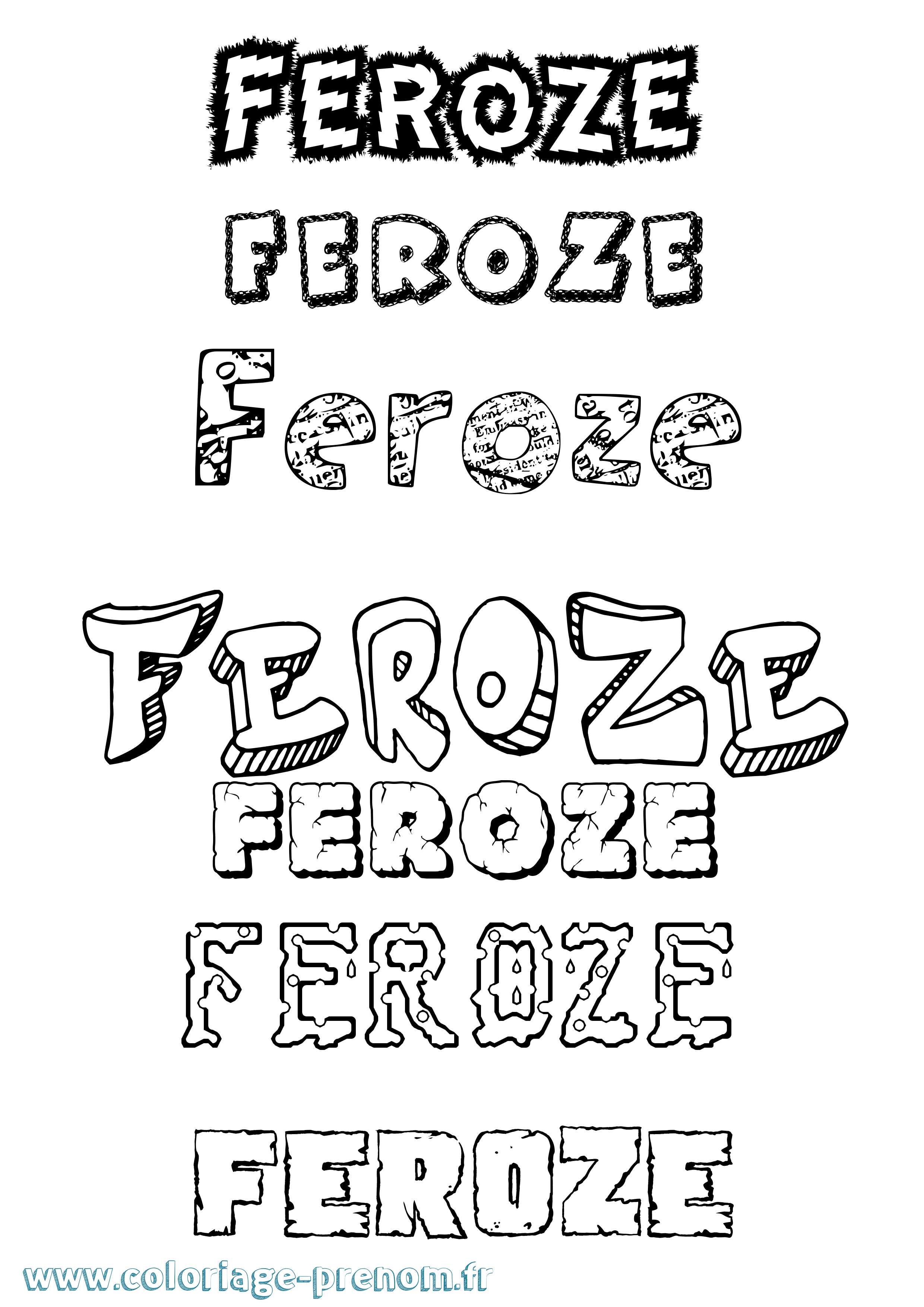 Coloriage Feroze Destructuré Coloriage prénom Feroze Destructuré