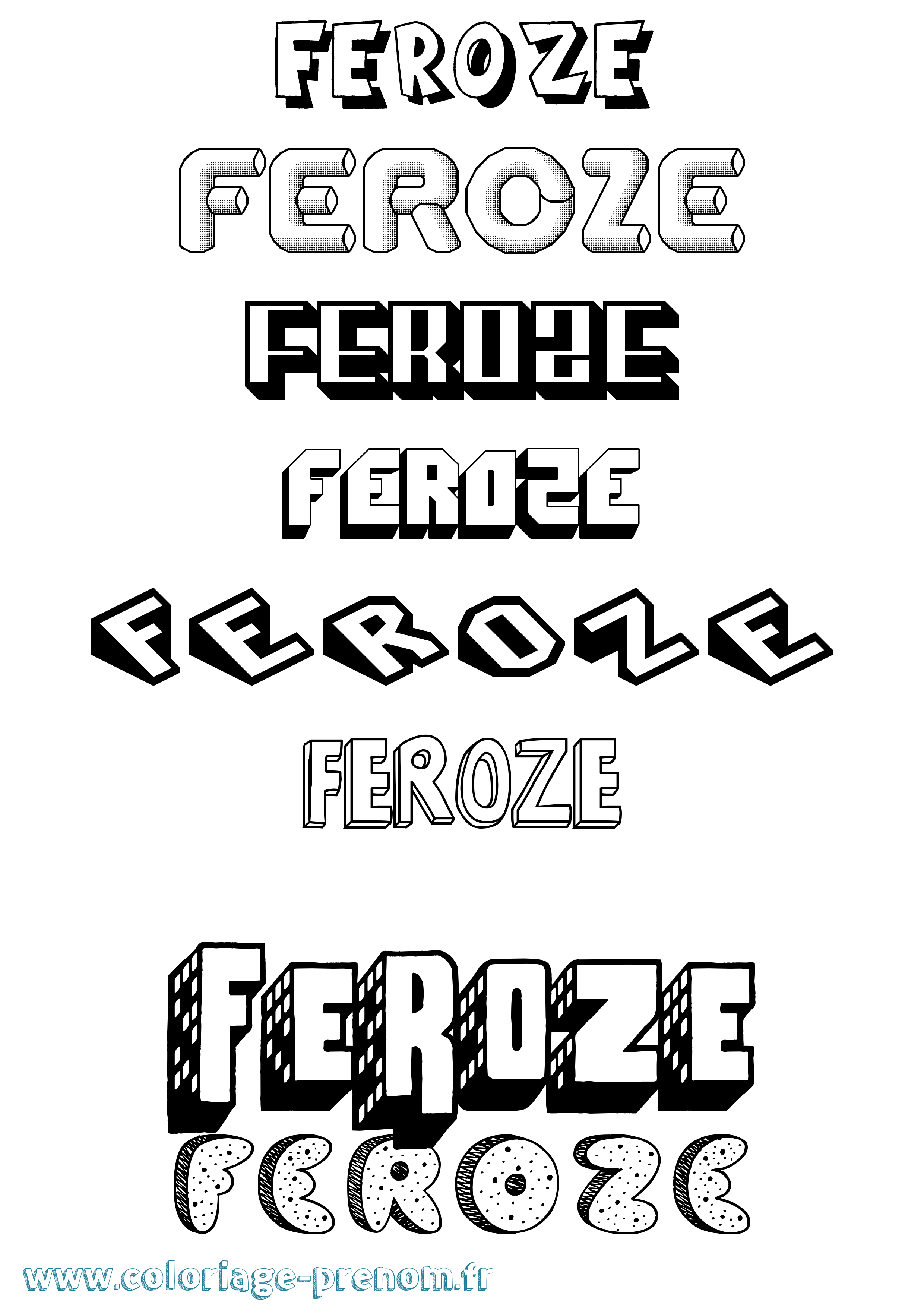 Coloriage Feroze Effet 3D Coloriage prénom Feroze Effet 3D