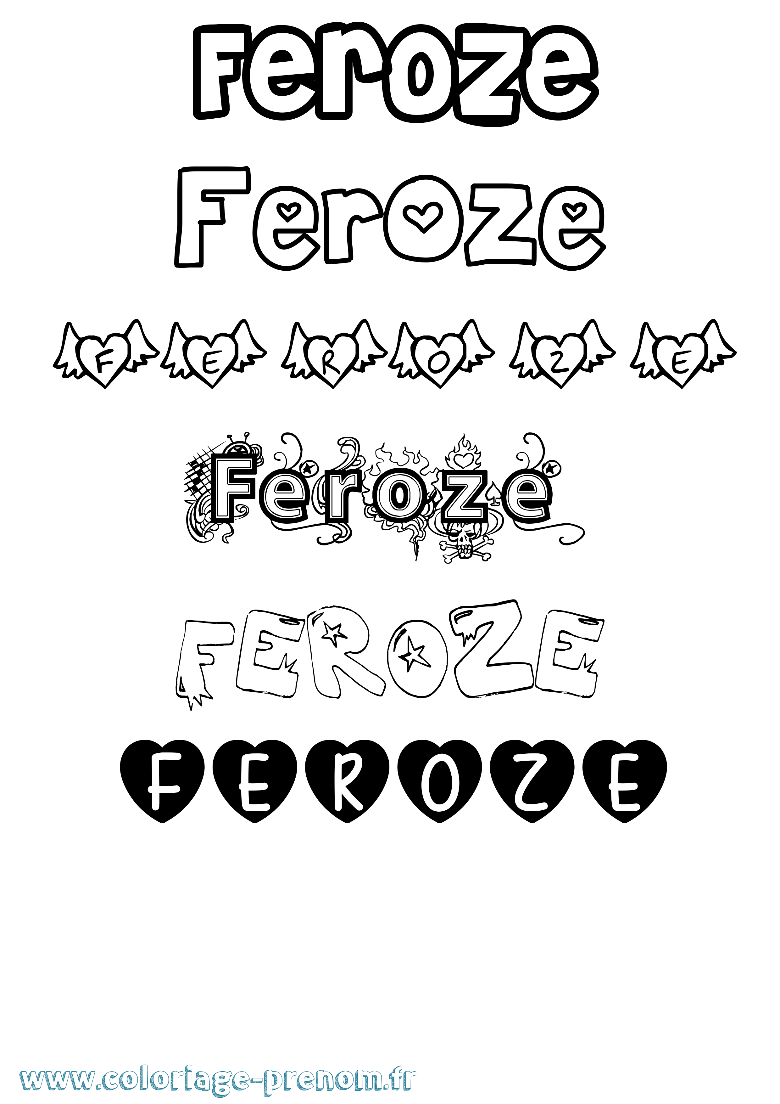 Coloriage Feroze Girly Coloriage prénom Feroze Girly