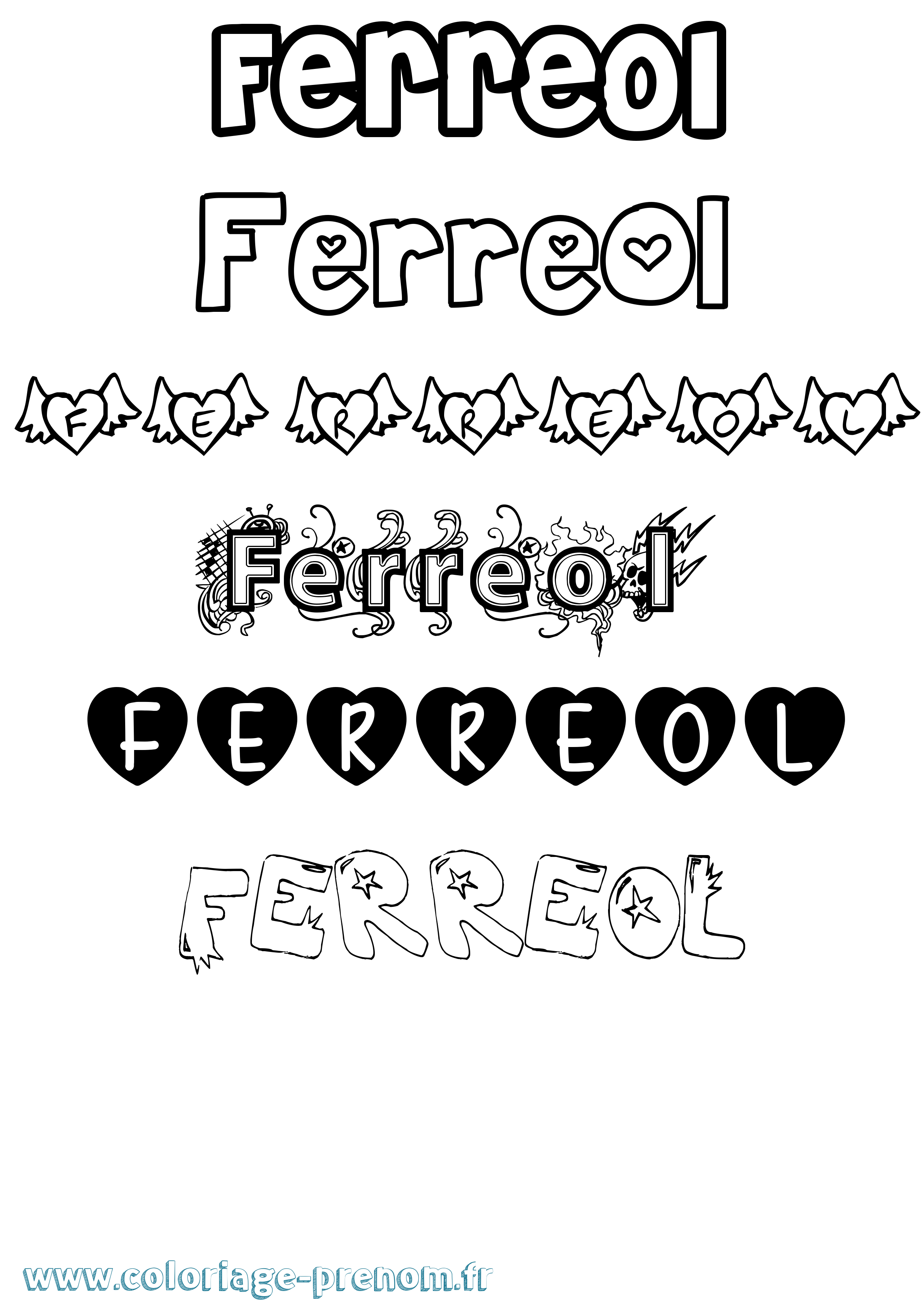 Coloriage Ferreol Girly Coloriage prénom Ferreol Girly
