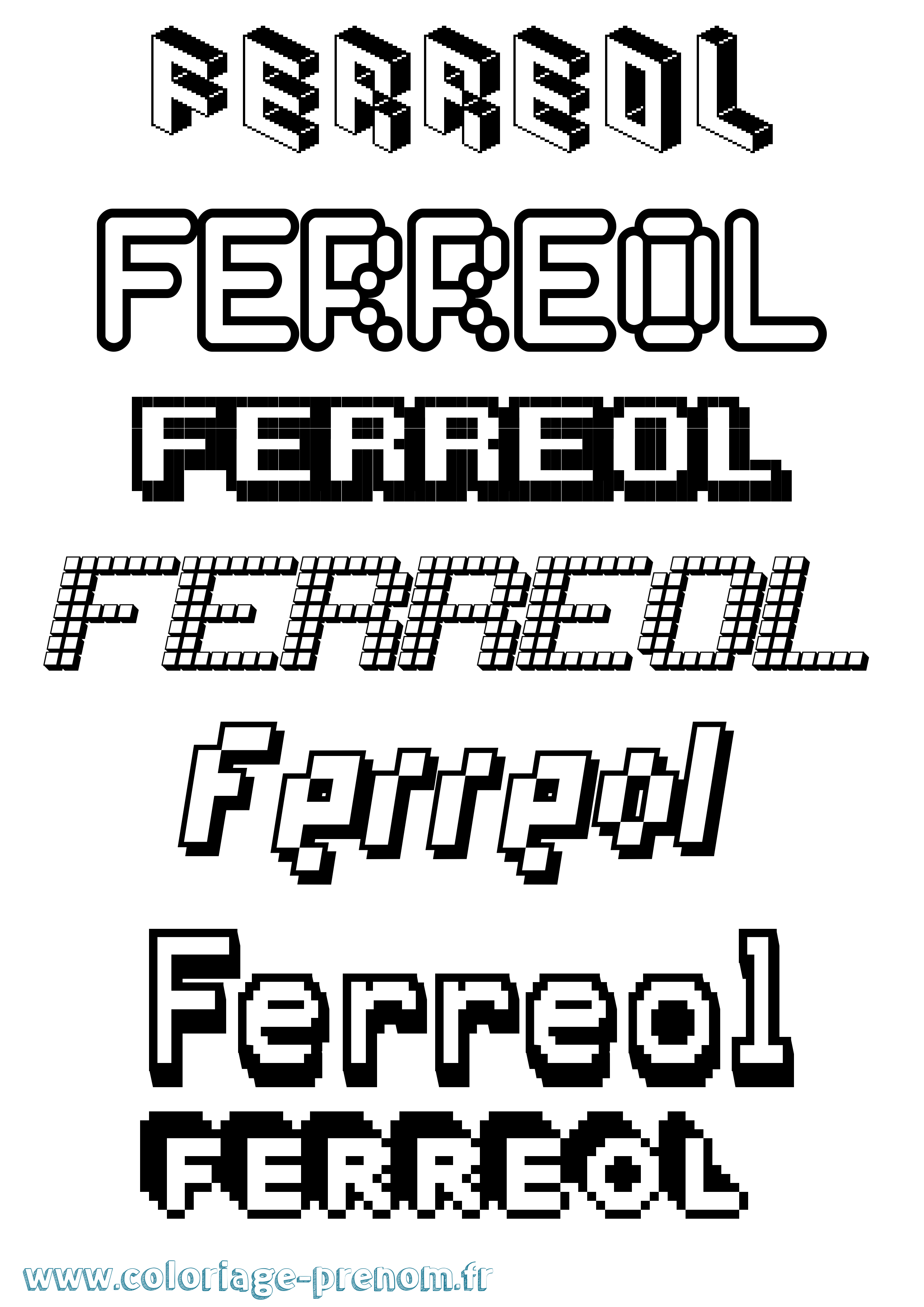 Coloriage Ferreol Pixel Coloriage prénom Ferreol Pixel