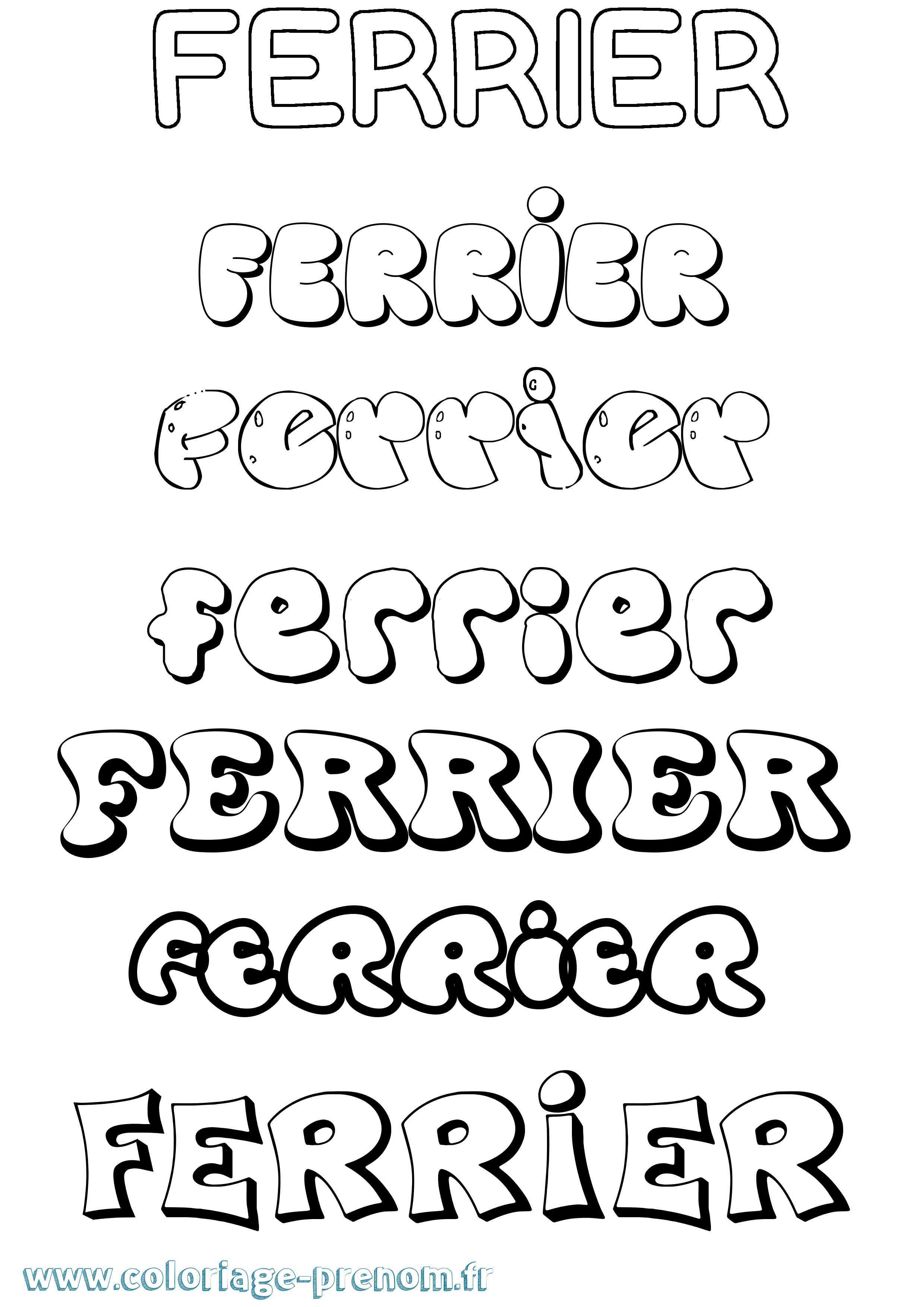 Coloriage Ferrier Bubble Coloriage prénom Ferrier Bubble