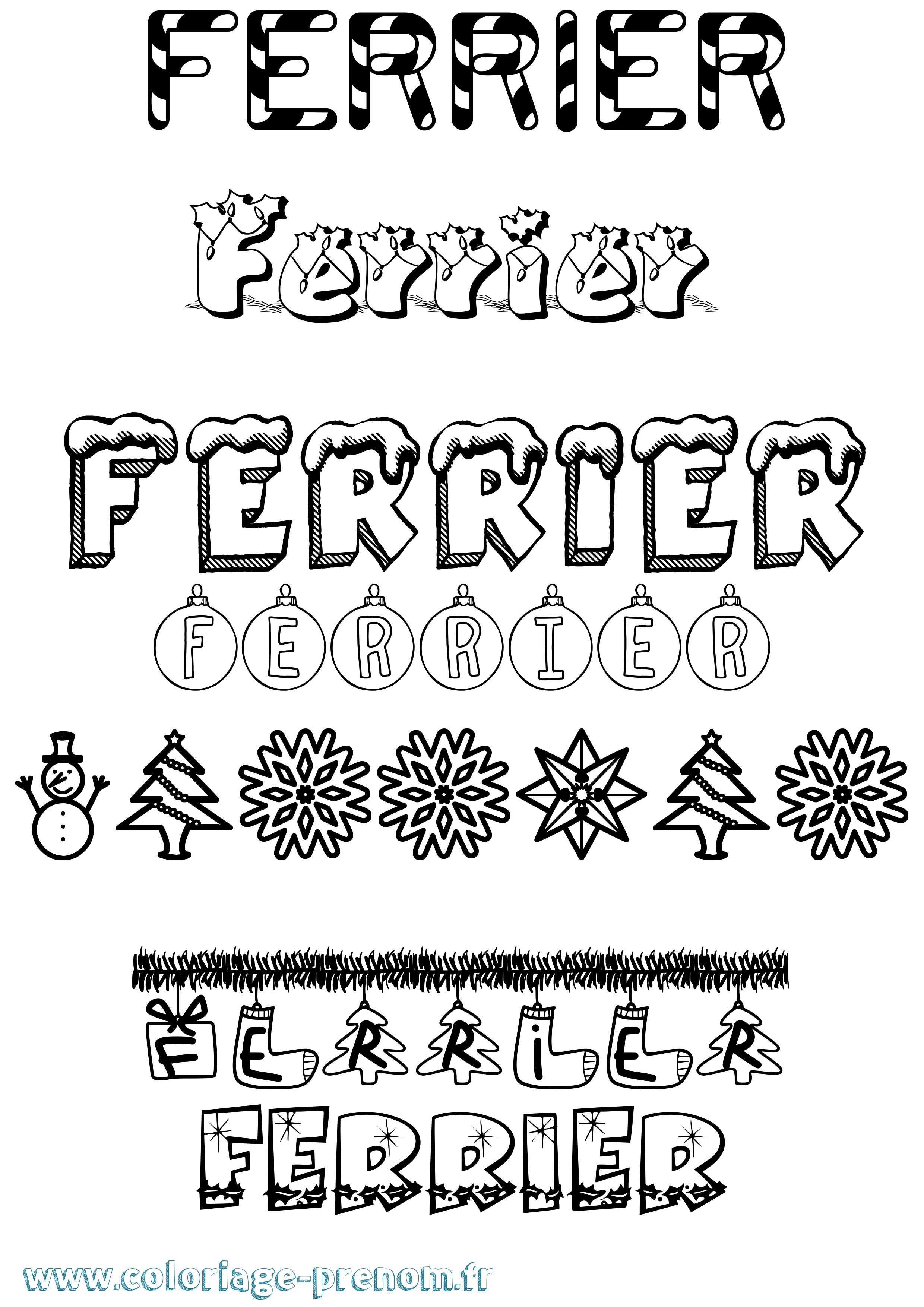 Coloriage Ferrier Noël Coloriage prénom Ferrier Noël