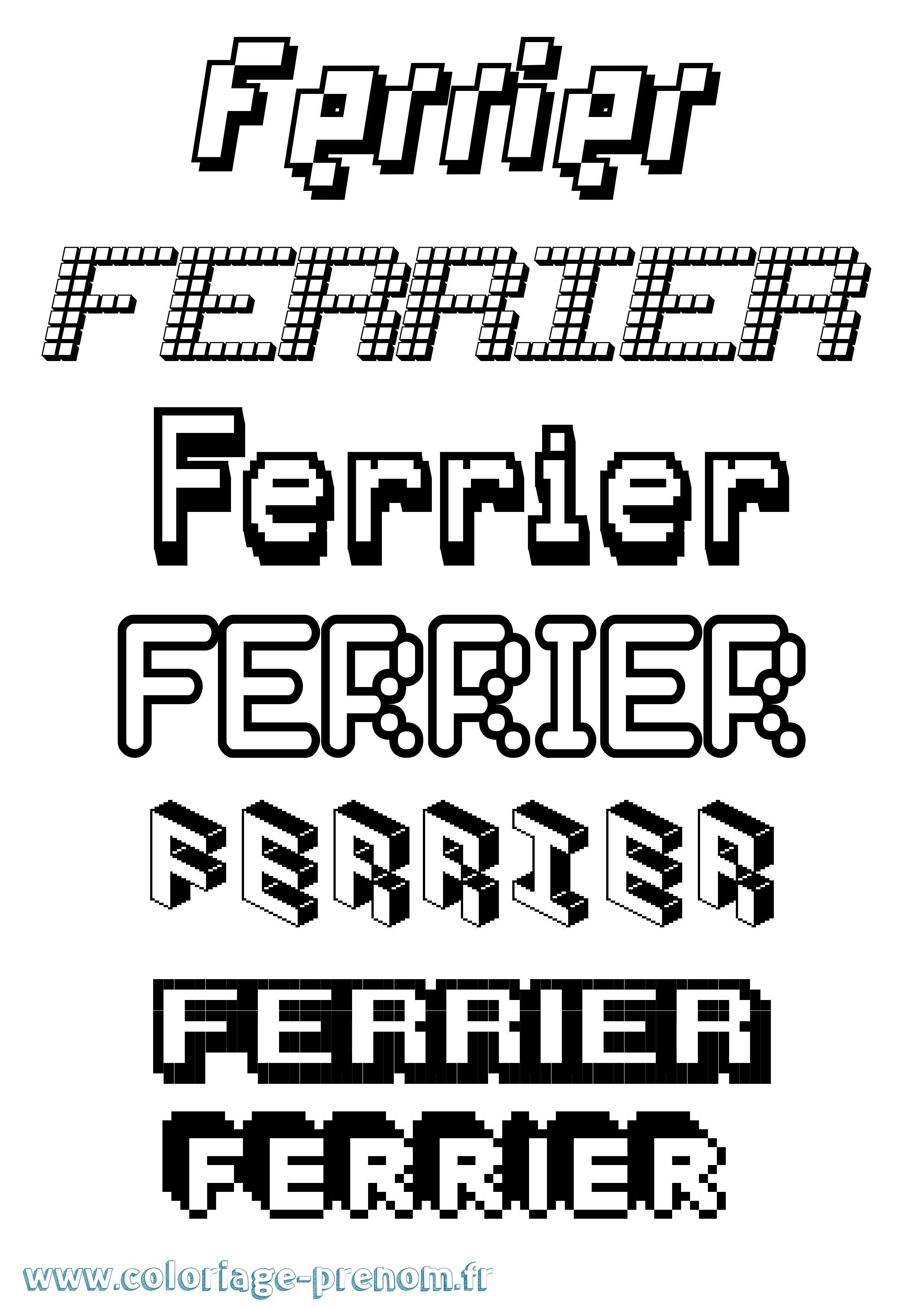 Coloriage Ferrier Pixel Coloriage prénom Ferrier Pixel