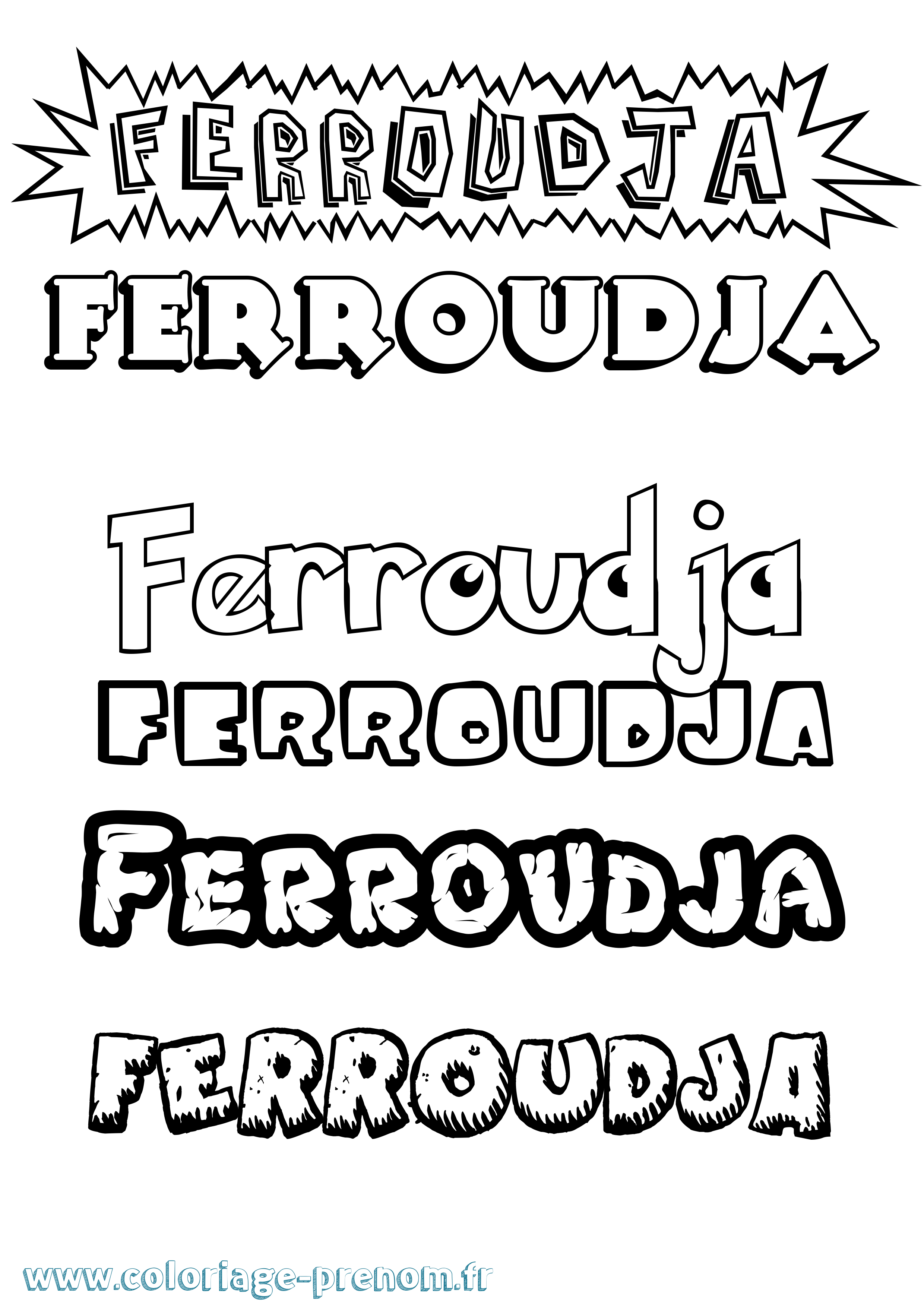 Coloriage Ferroudja Dessin Animé Coloriage prénom Ferroudja Dessin Animé