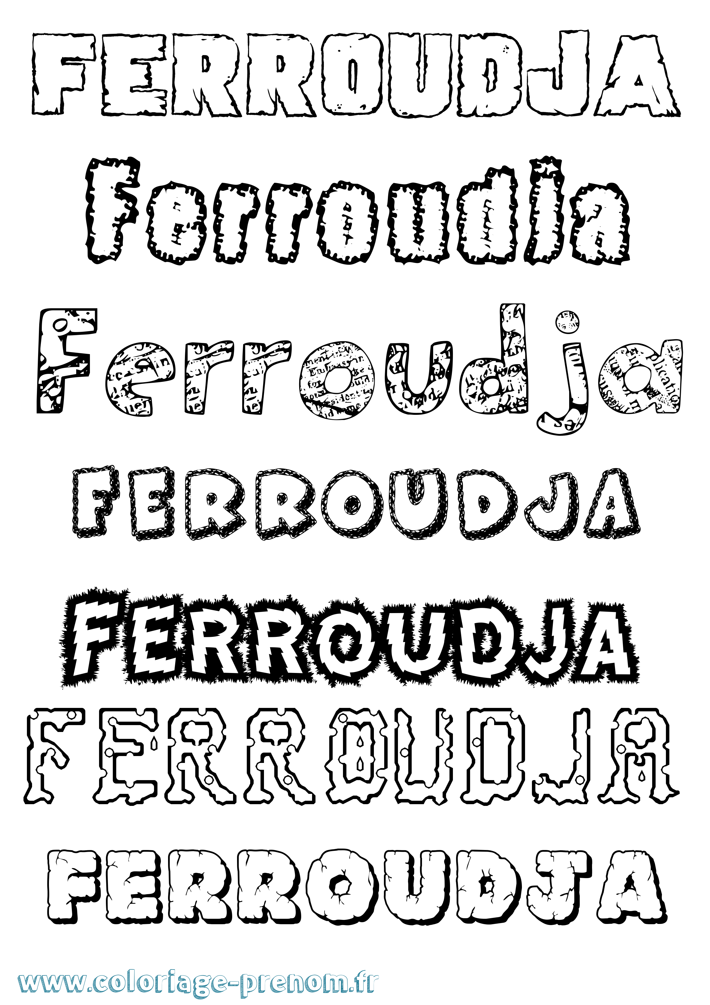 Coloriage Ferroudja Destructuré Coloriage prénom Ferroudja Destructuré