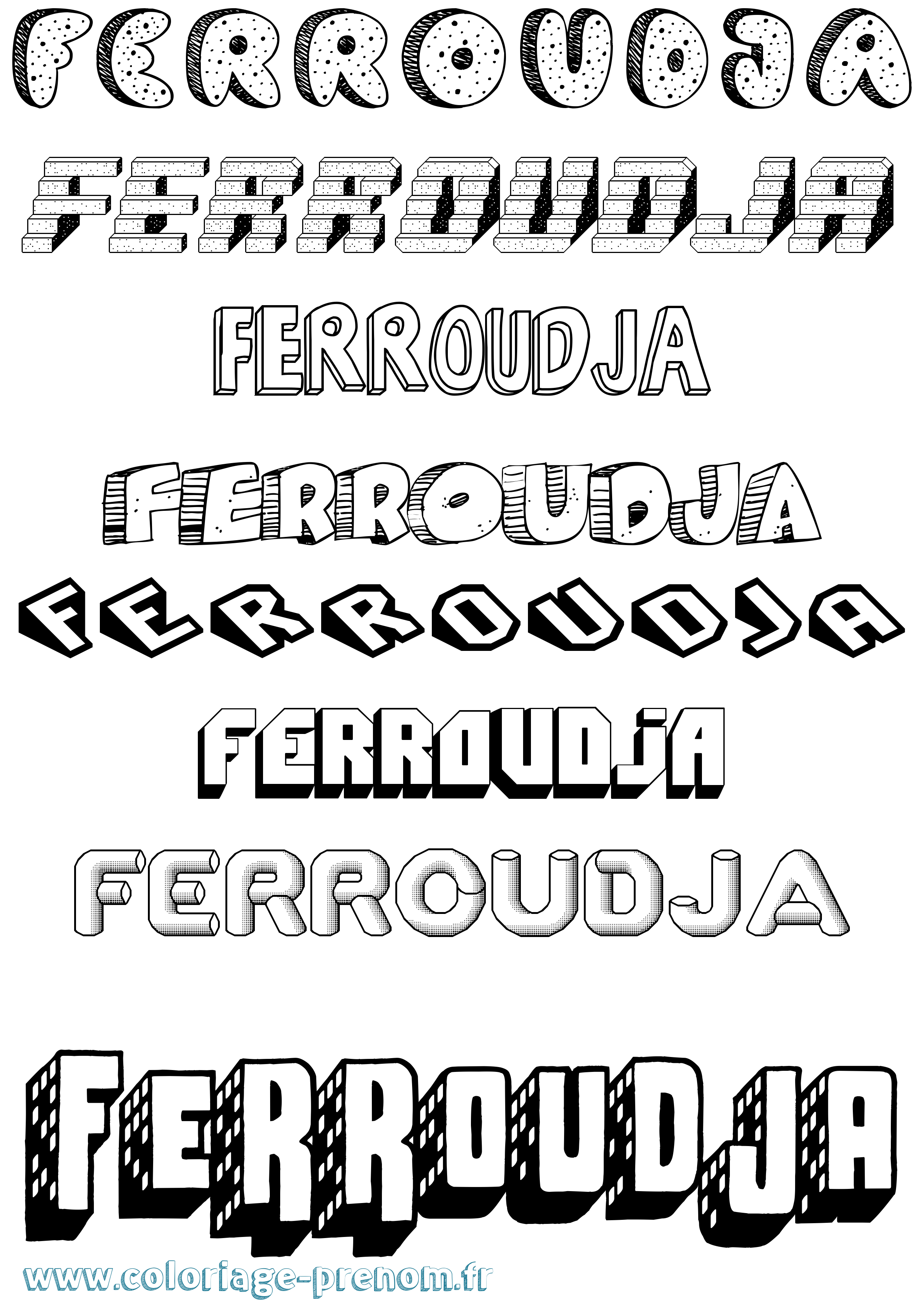 Coloriage Ferroudja Effet 3D Coloriage prénom Ferroudja Effet 3D
