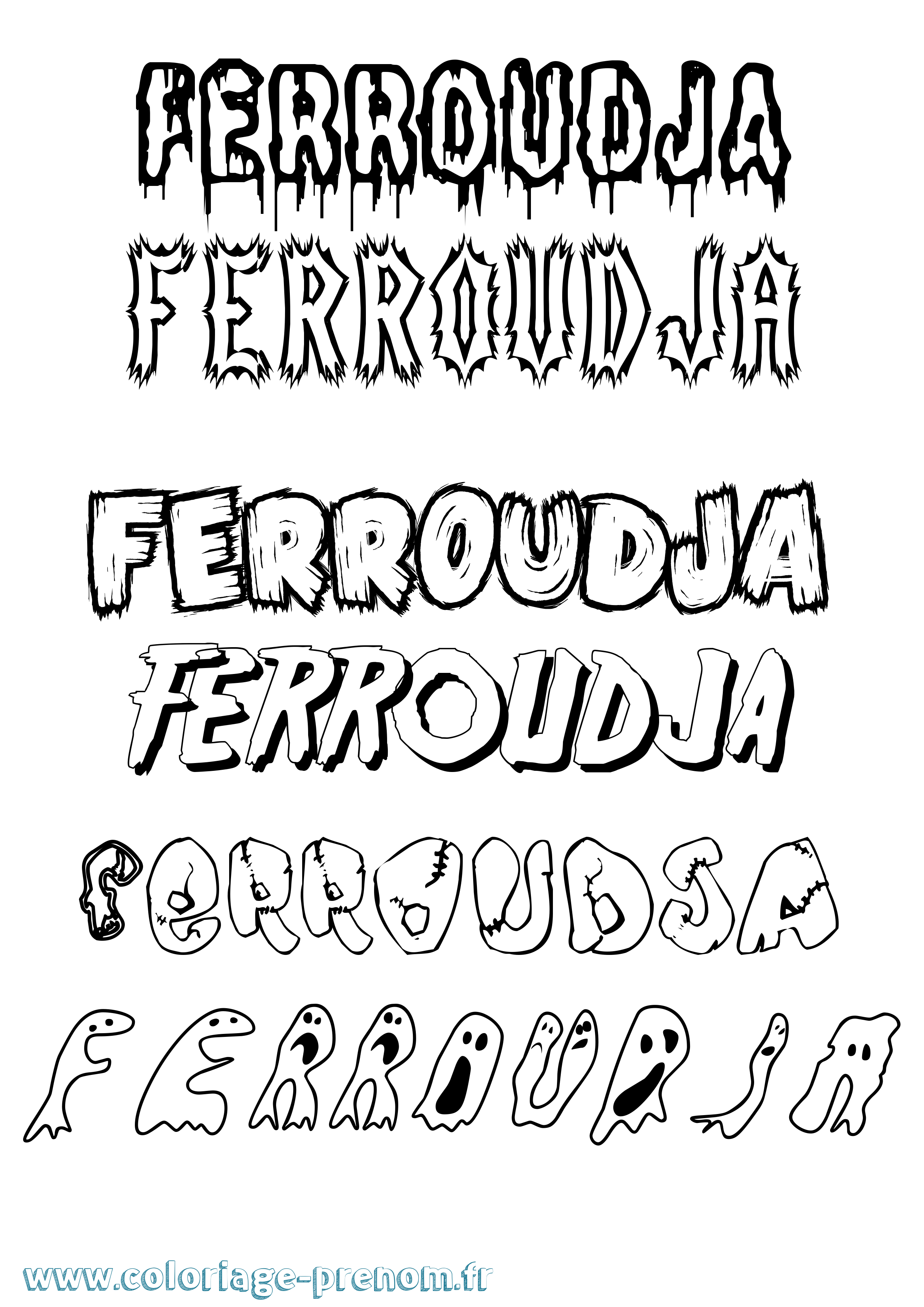 Coloriage Ferroudja Frisson Coloriage prénom Ferroudja Frisson