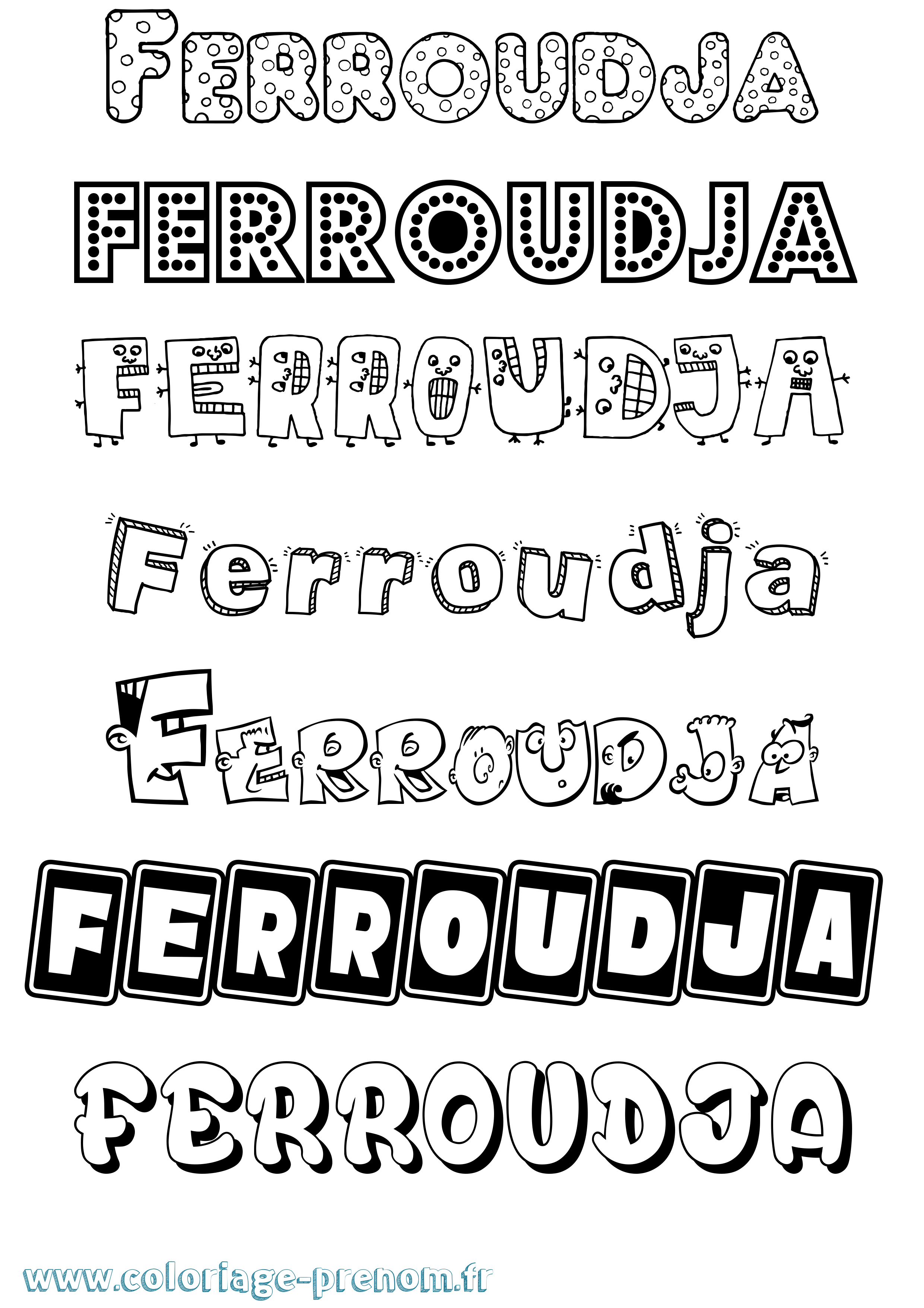 Coloriage Ferroudja Fun Coloriage prénom Ferroudja Fun