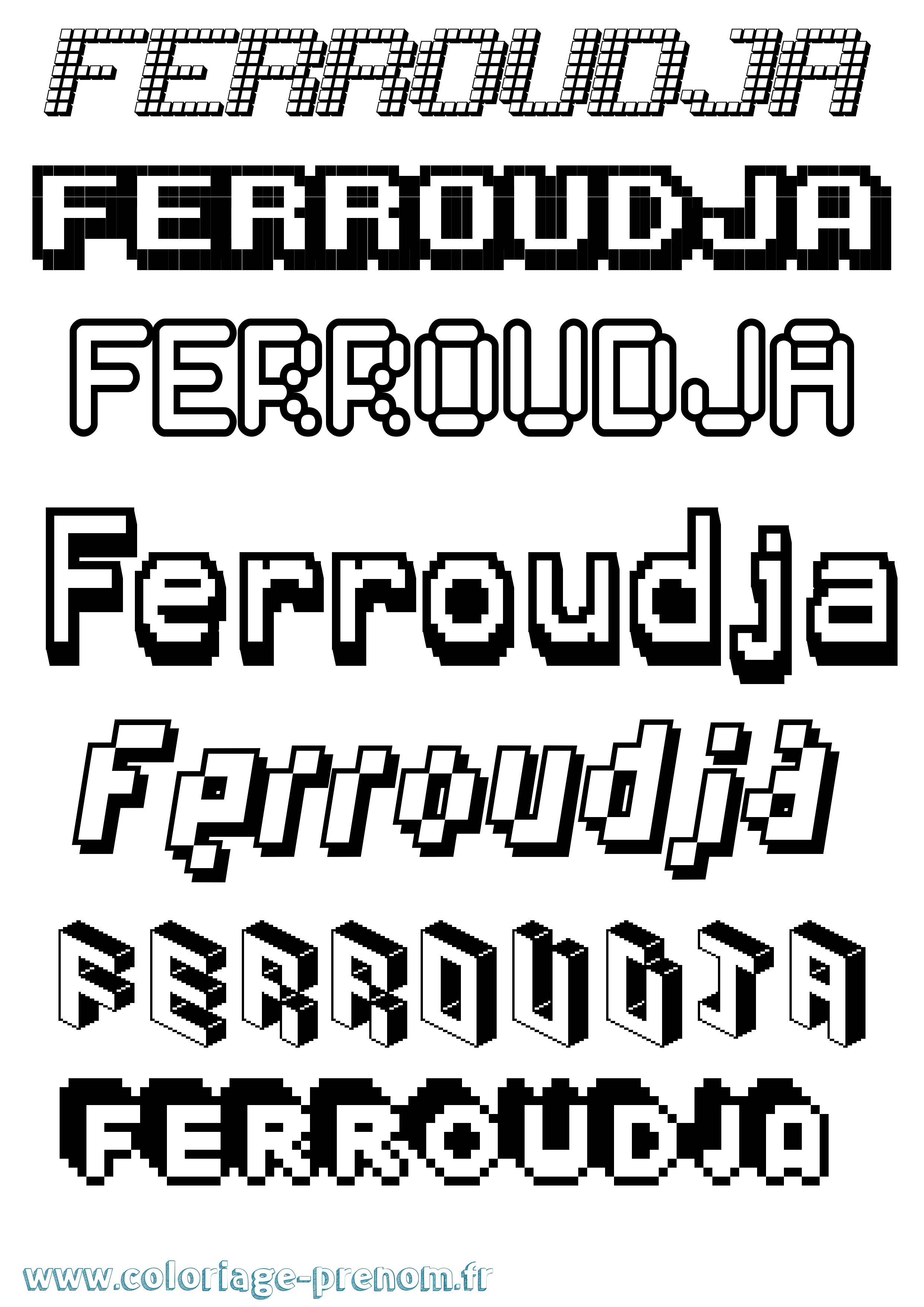 Coloriage Ferroudja Pixel Coloriage prénom Ferroudja Pixel
