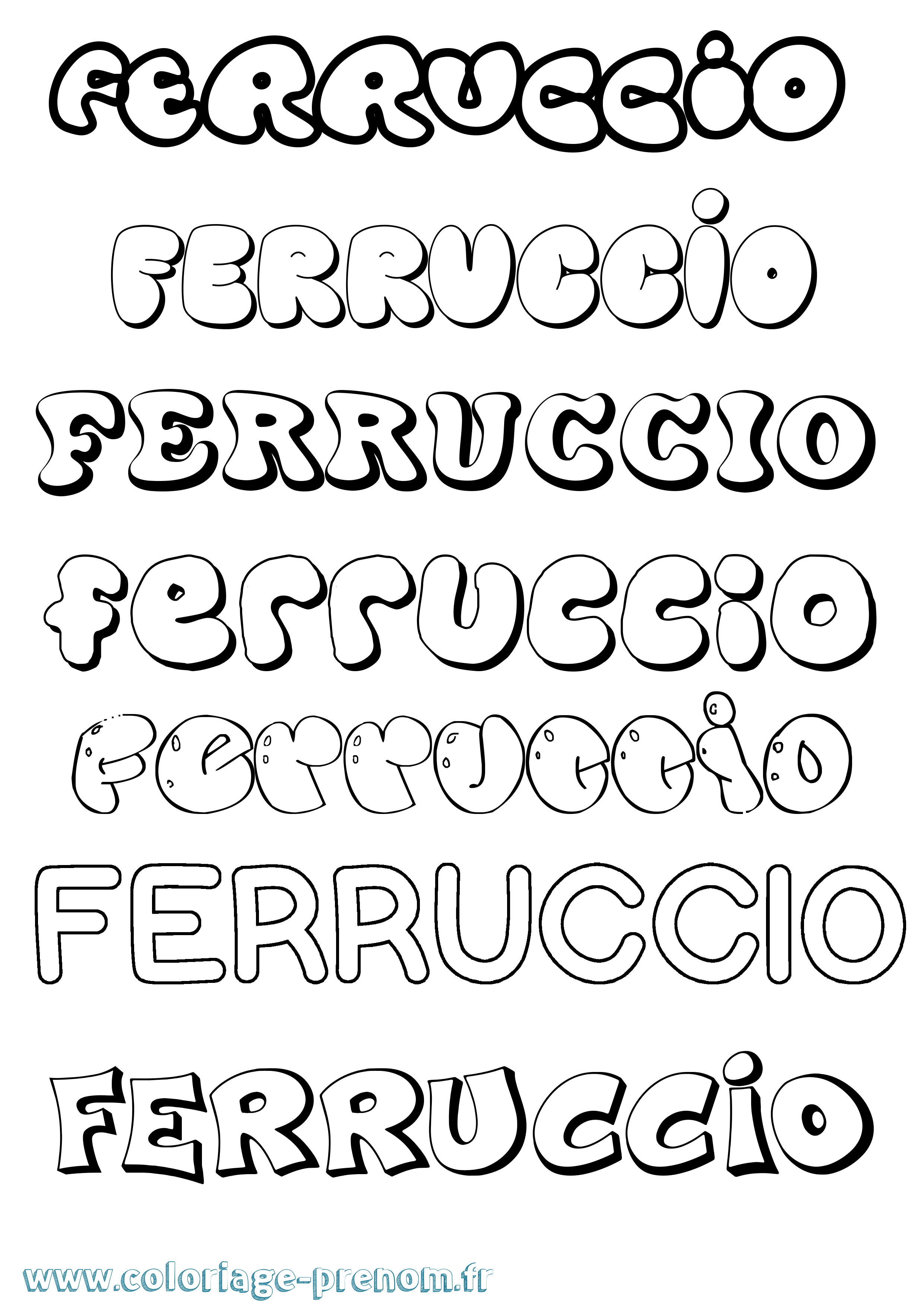 Coloriage Ferruccio Bubble Coloriage prénom Ferruccio Bubble