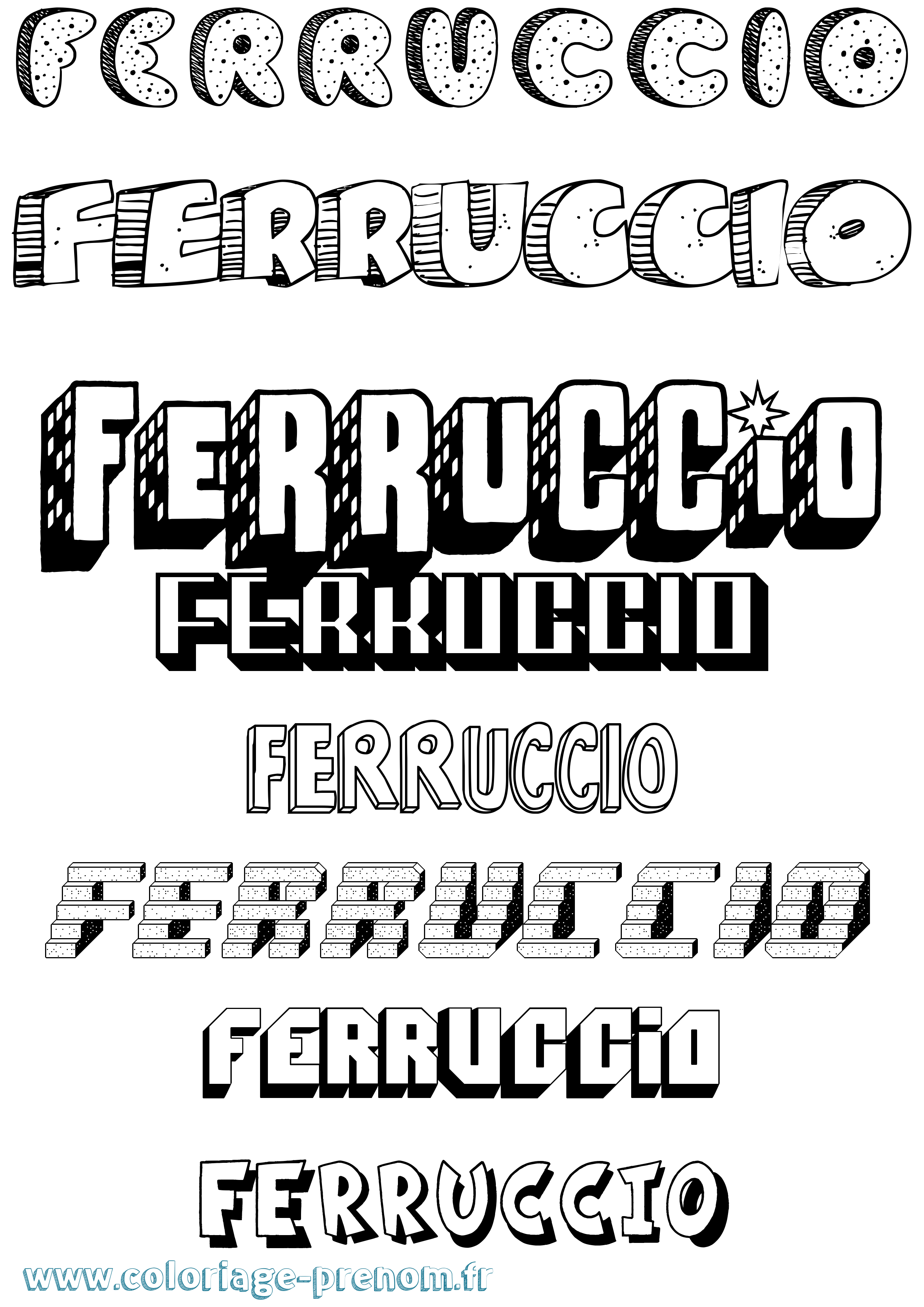 Coloriage Ferruccio Effet 3D Coloriage prénom Ferruccio Effet 3D