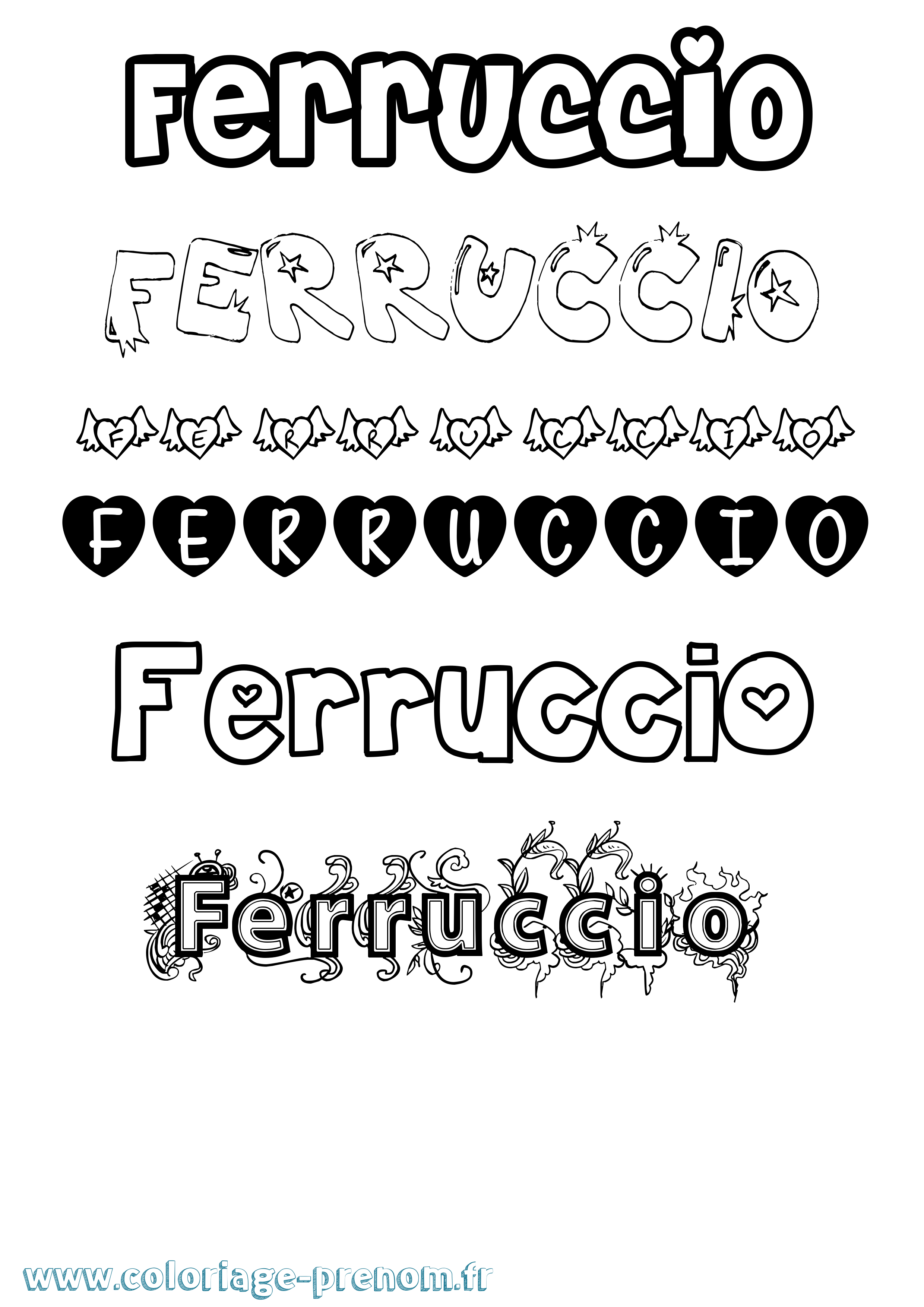 Coloriage Ferruccio Girly Coloriage prénom Ferruccio Girly