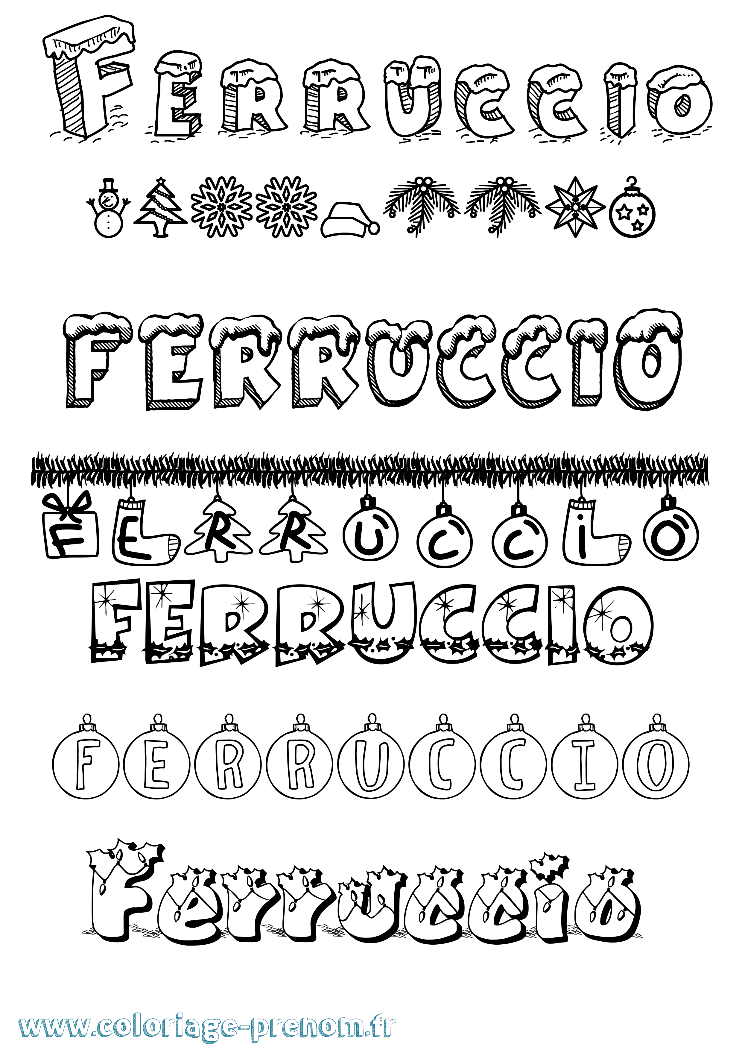 Coloriage Ferruccio Noël Coloriage prénom Ferruccio Noël