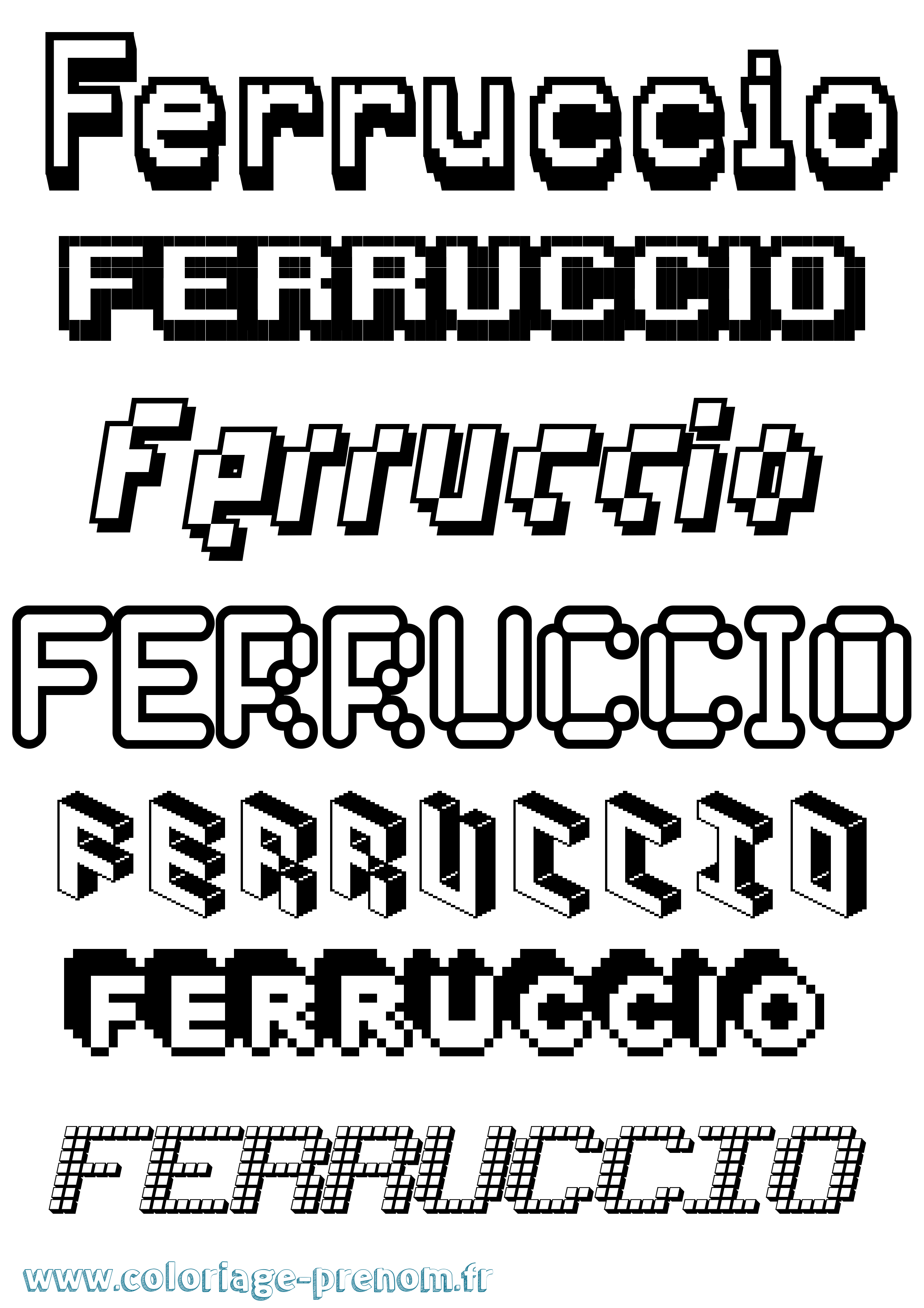 Coloriage Ferruccio Pixel Coloriage prénom Ferruccio Pixel