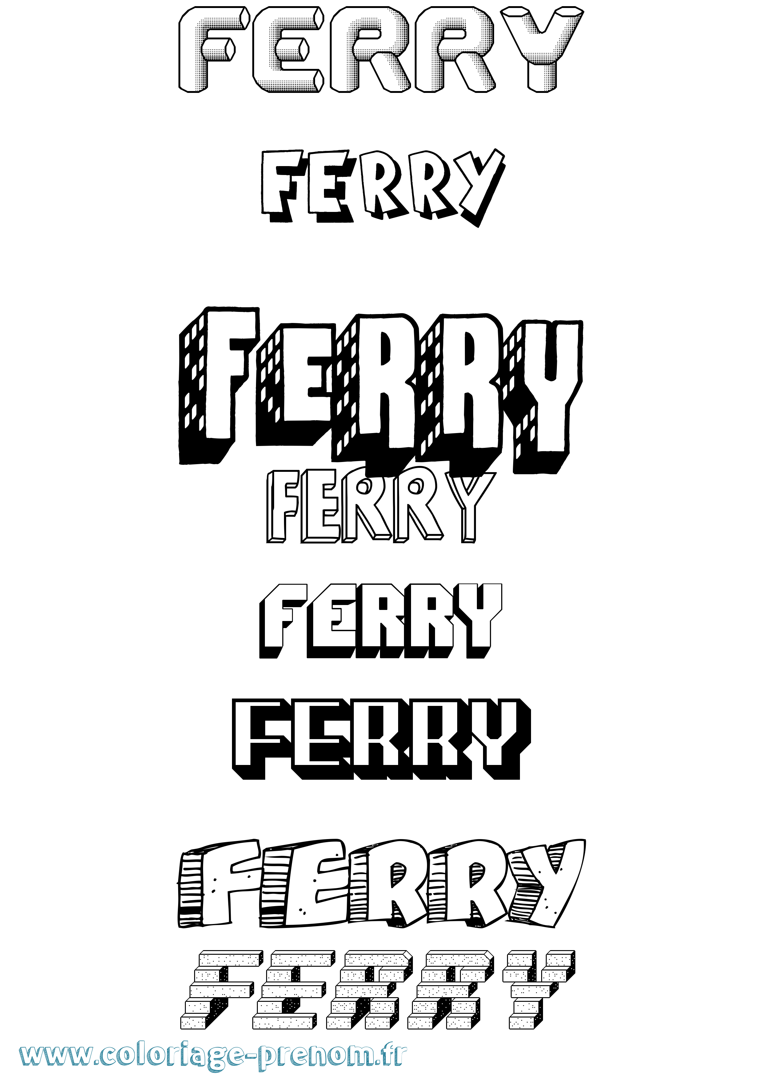 Coloriage Ferry Effet 3D Coloriage prénom Ferry Effet 3D