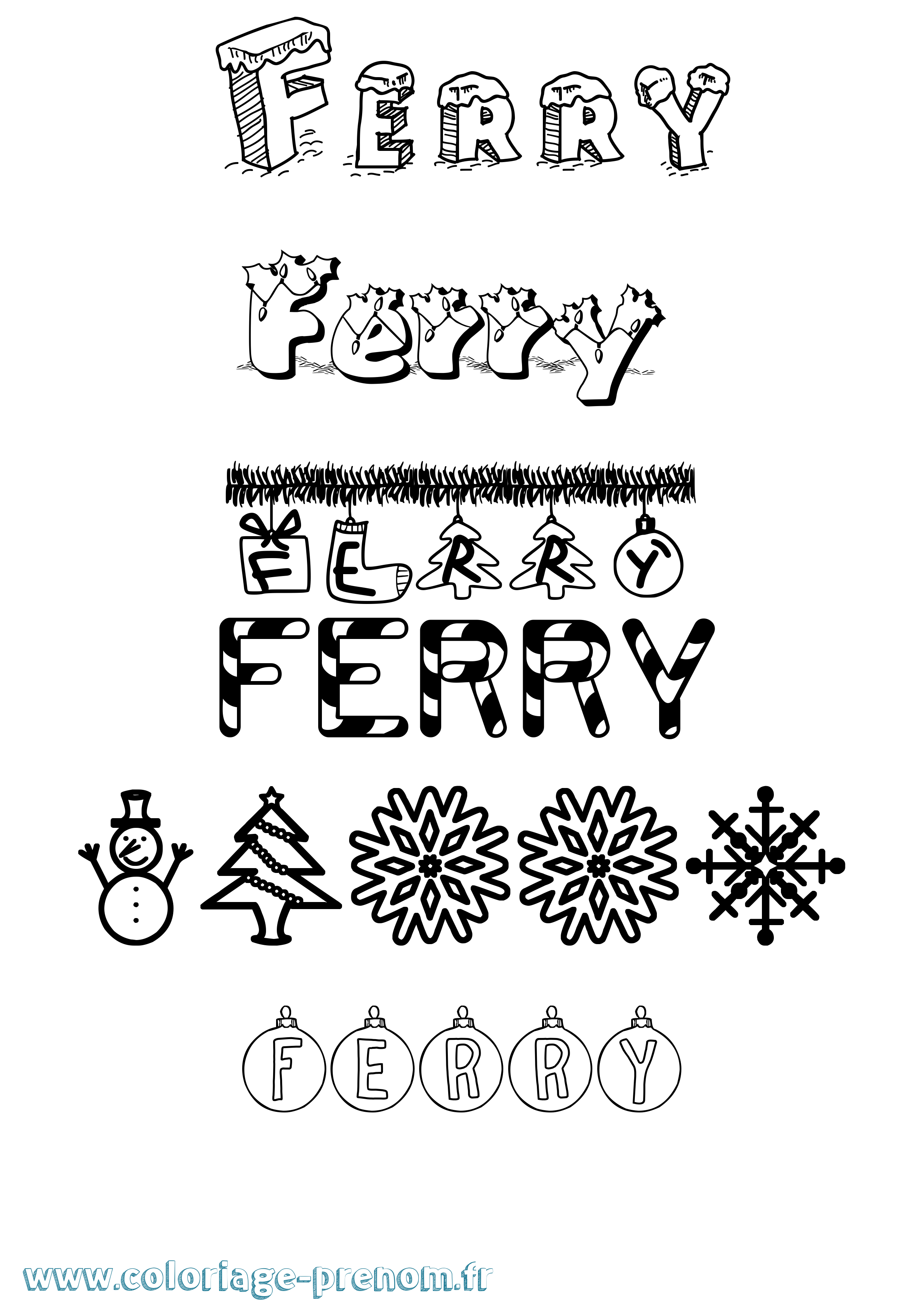 Coloriage Ferry Noël Coloriage prénom Ferry Noël