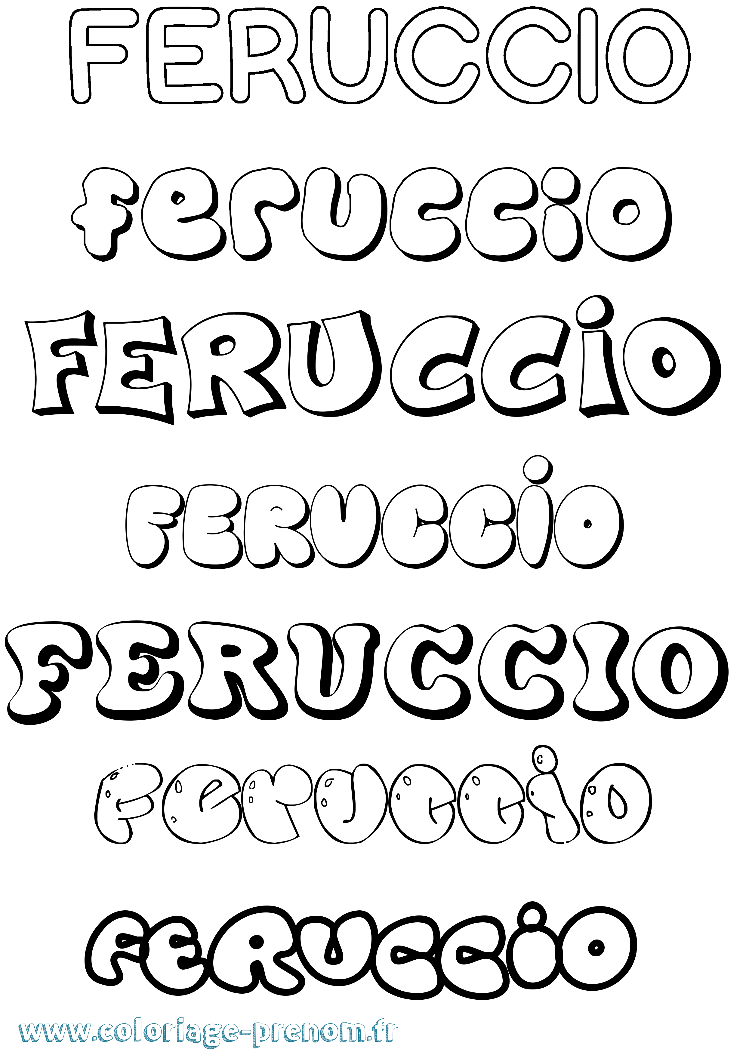 Coloriage Feruccio Bubble Coloriage prénom Feruccio Bubble