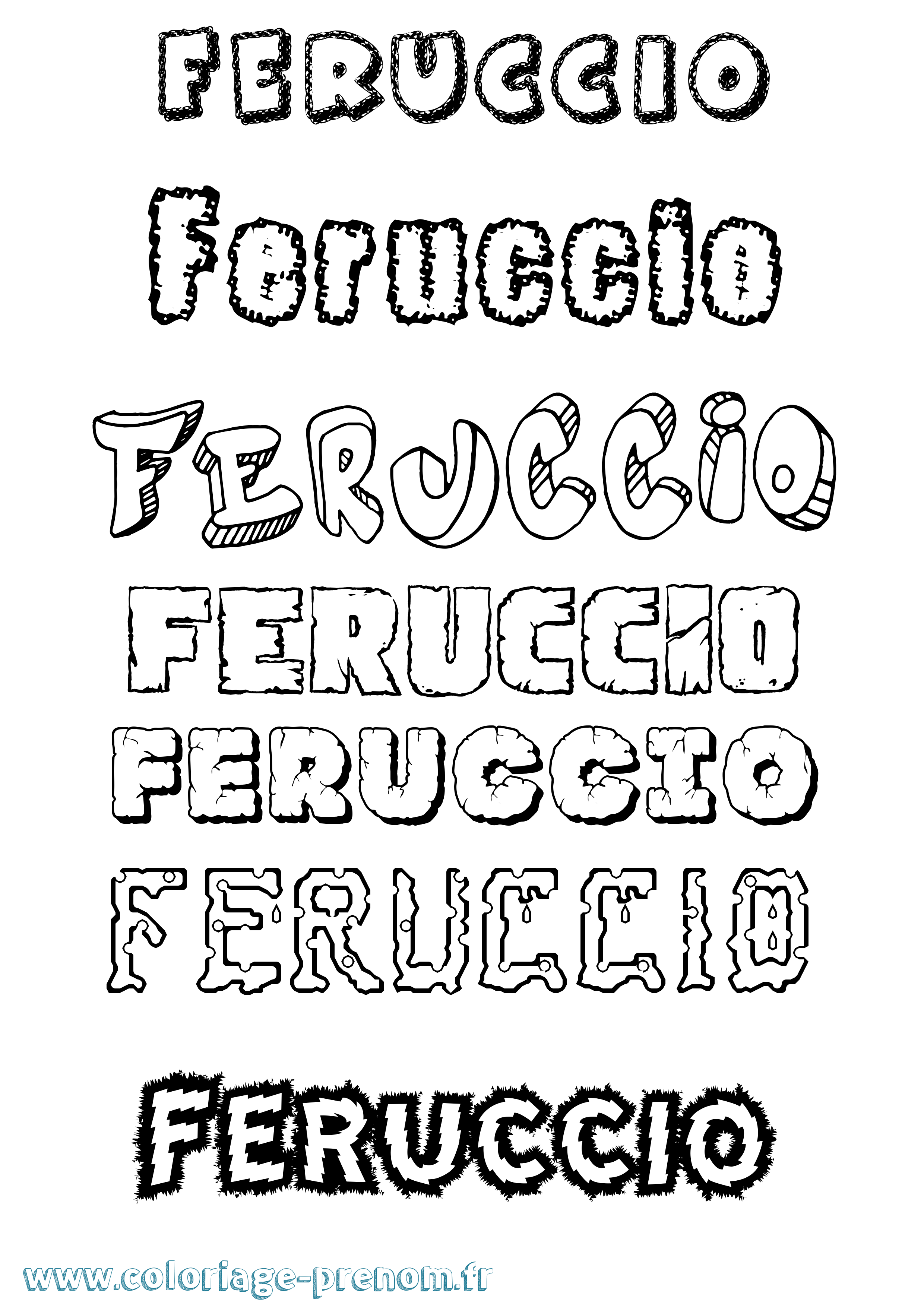 Coloriage Feruccio Destructuré Coloriage prénom Feruccio Destructuré