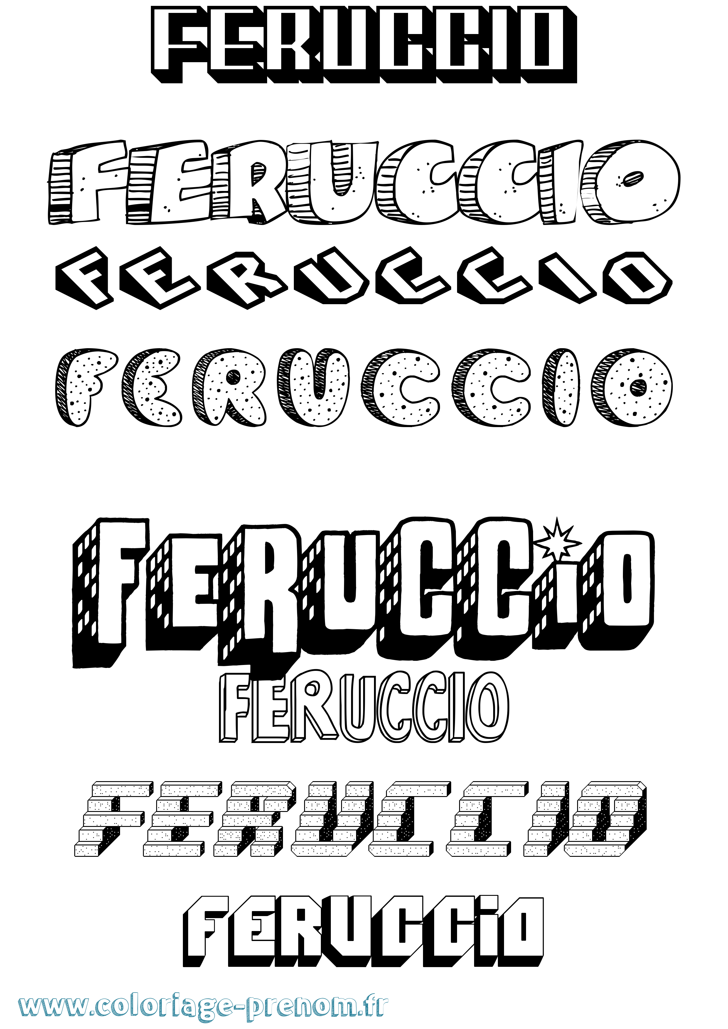 Coloriage Feruccio Effet 3D Coloriage prénom Feruccio Effet 3D