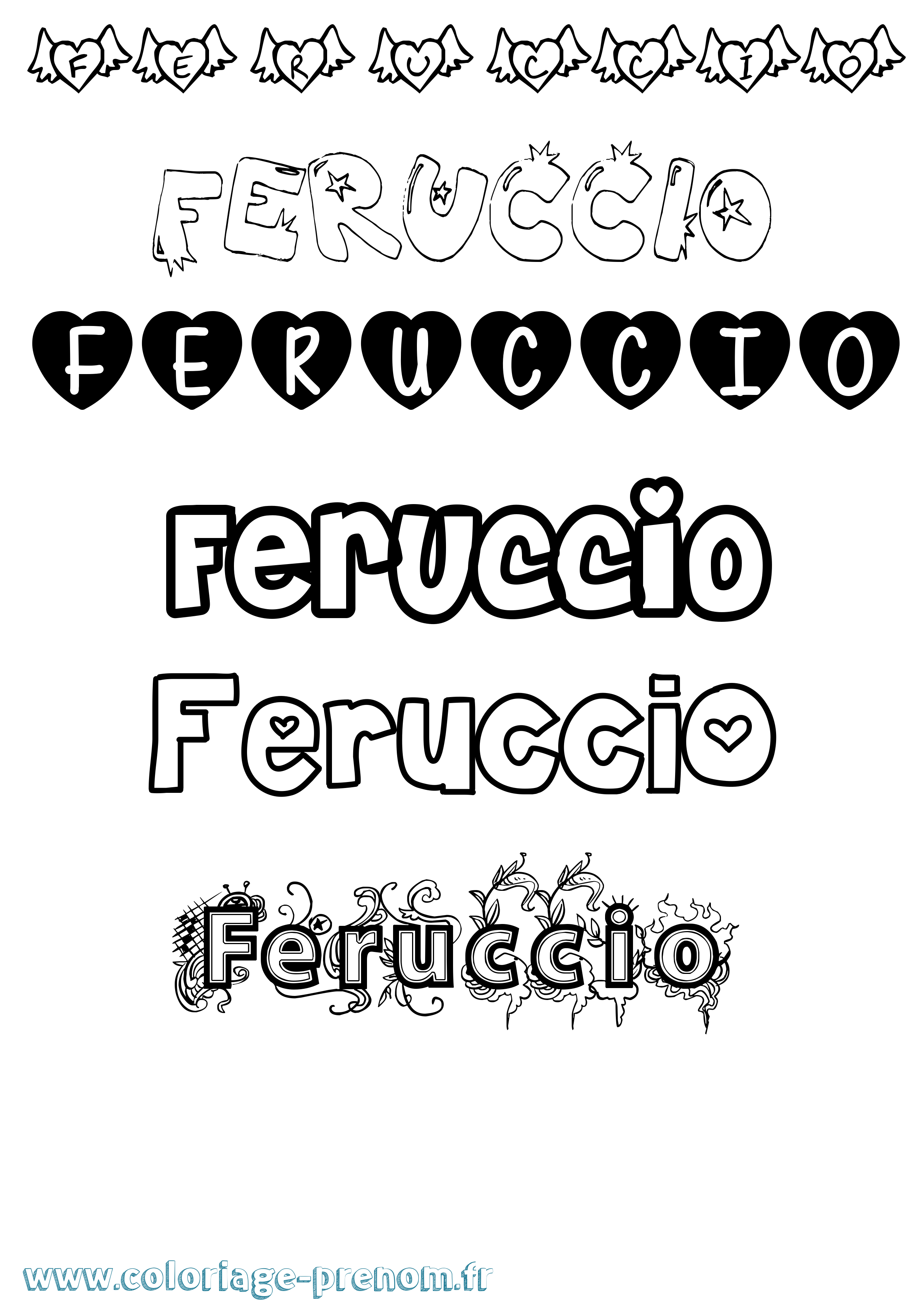Coloriage Feruccio Girly Coloriage prénom Feruccio Girly