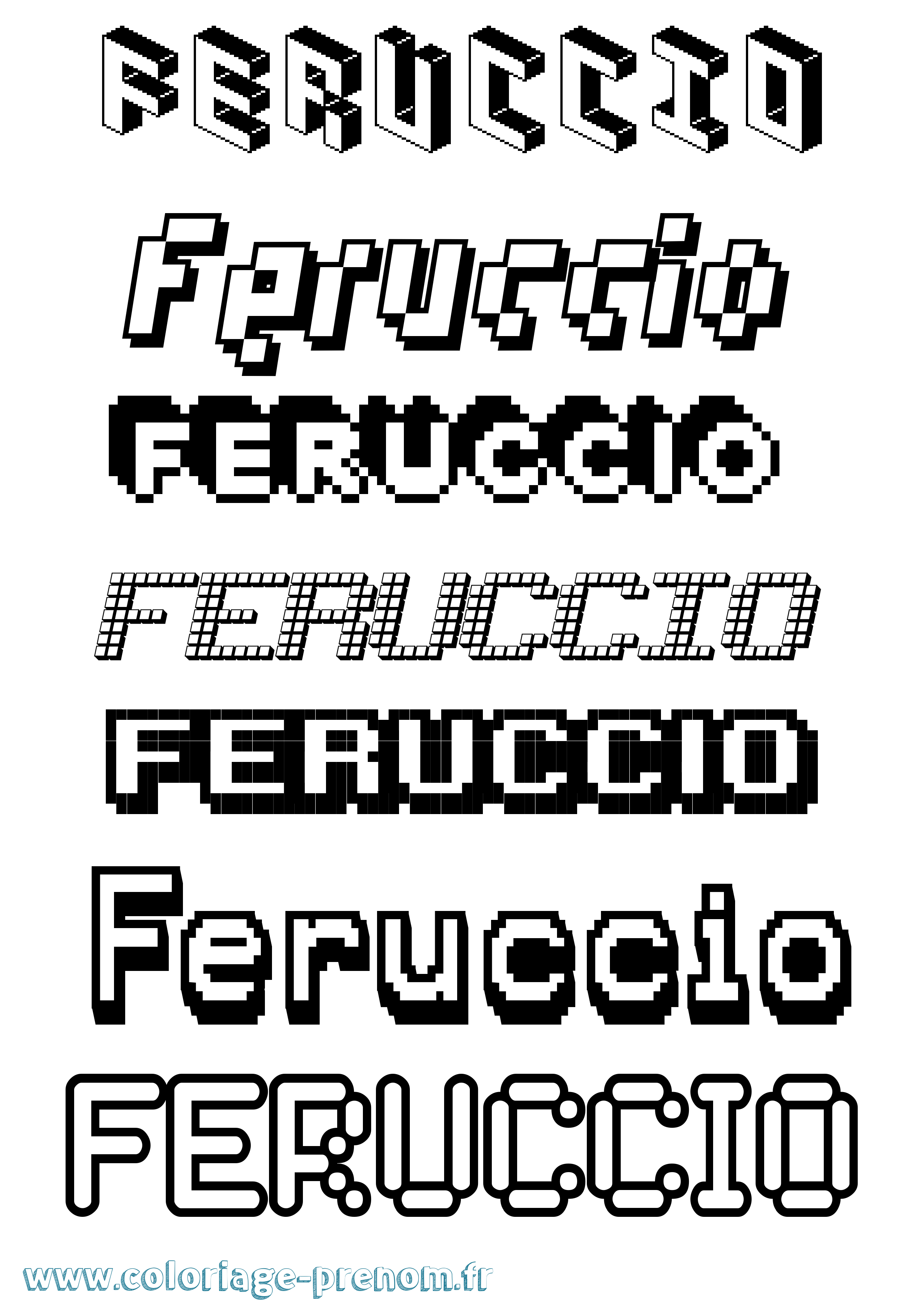 Coloriage Feruccio Pixel Coloriage prénom Feruccio Pixel