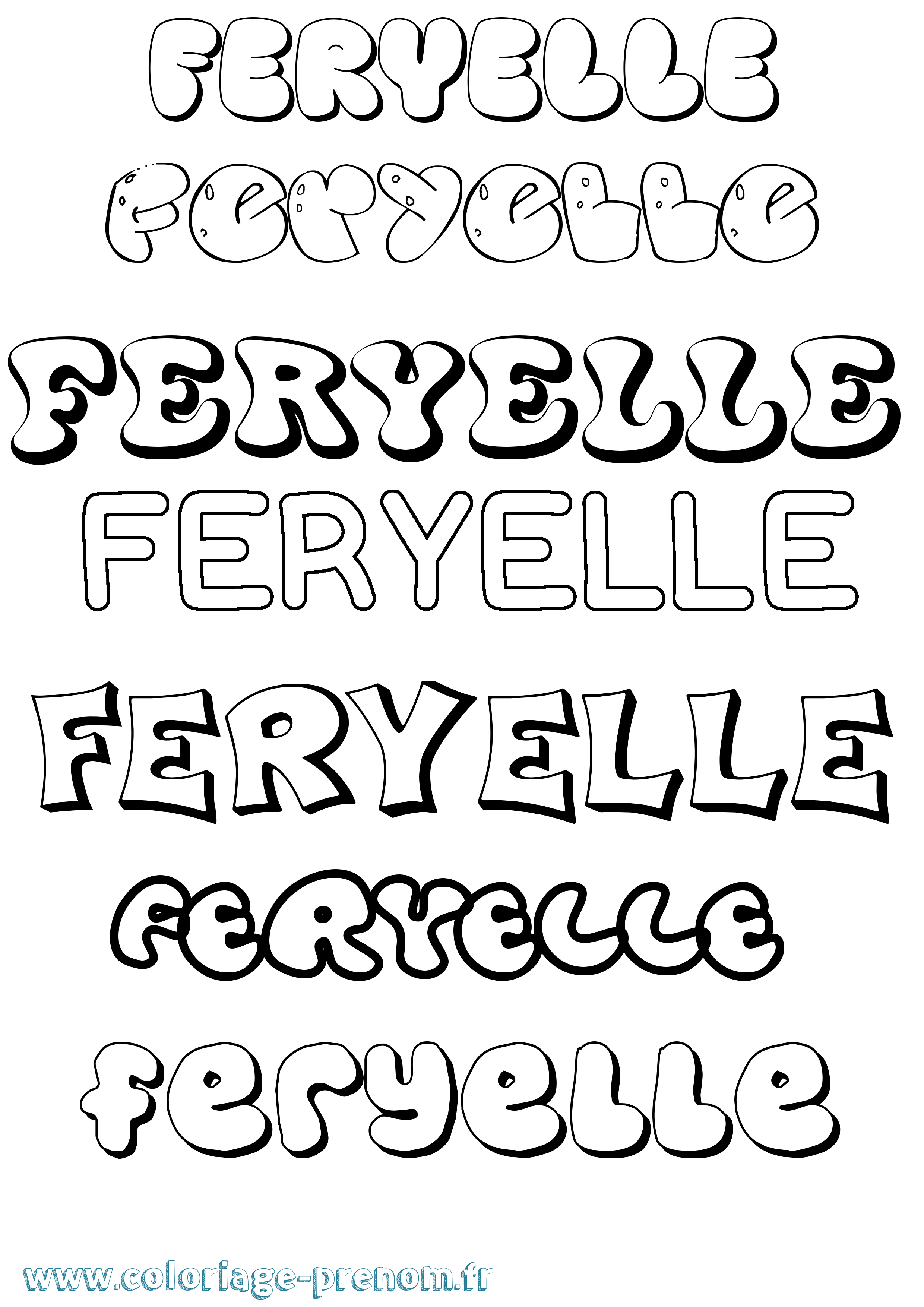 Coloriage Feryelle Bubble Coloriage prénom Feryelle Bubble