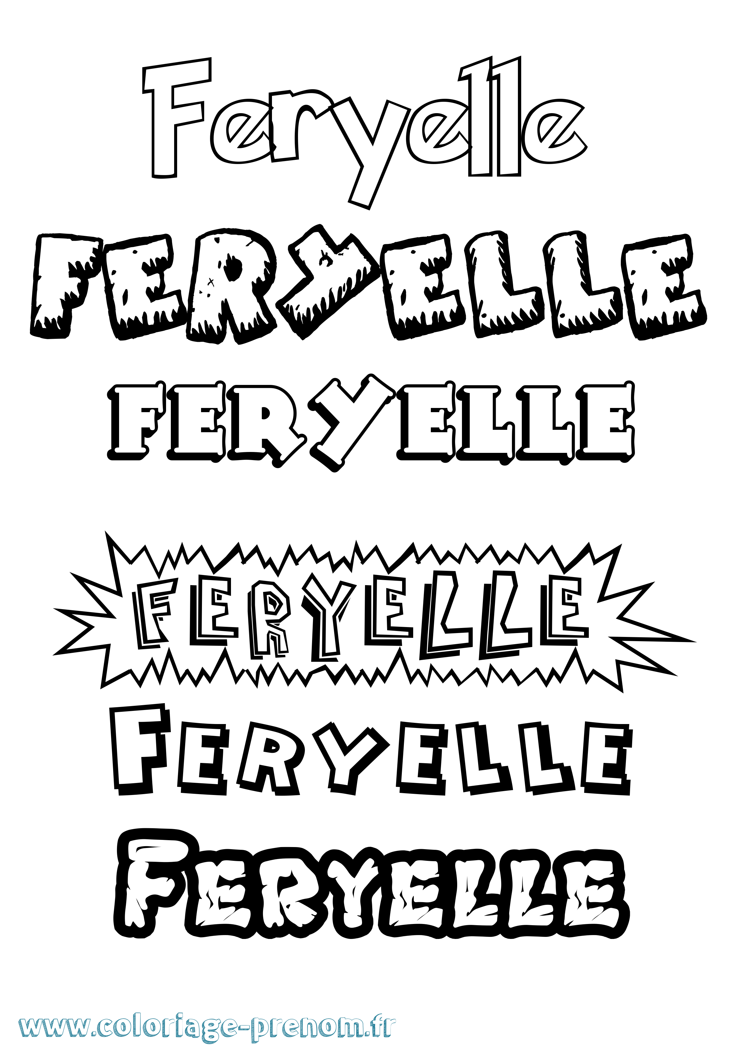 Coloriage Feryelle Dessin Animé Coloriage prénom Feryelle Dessin Animé