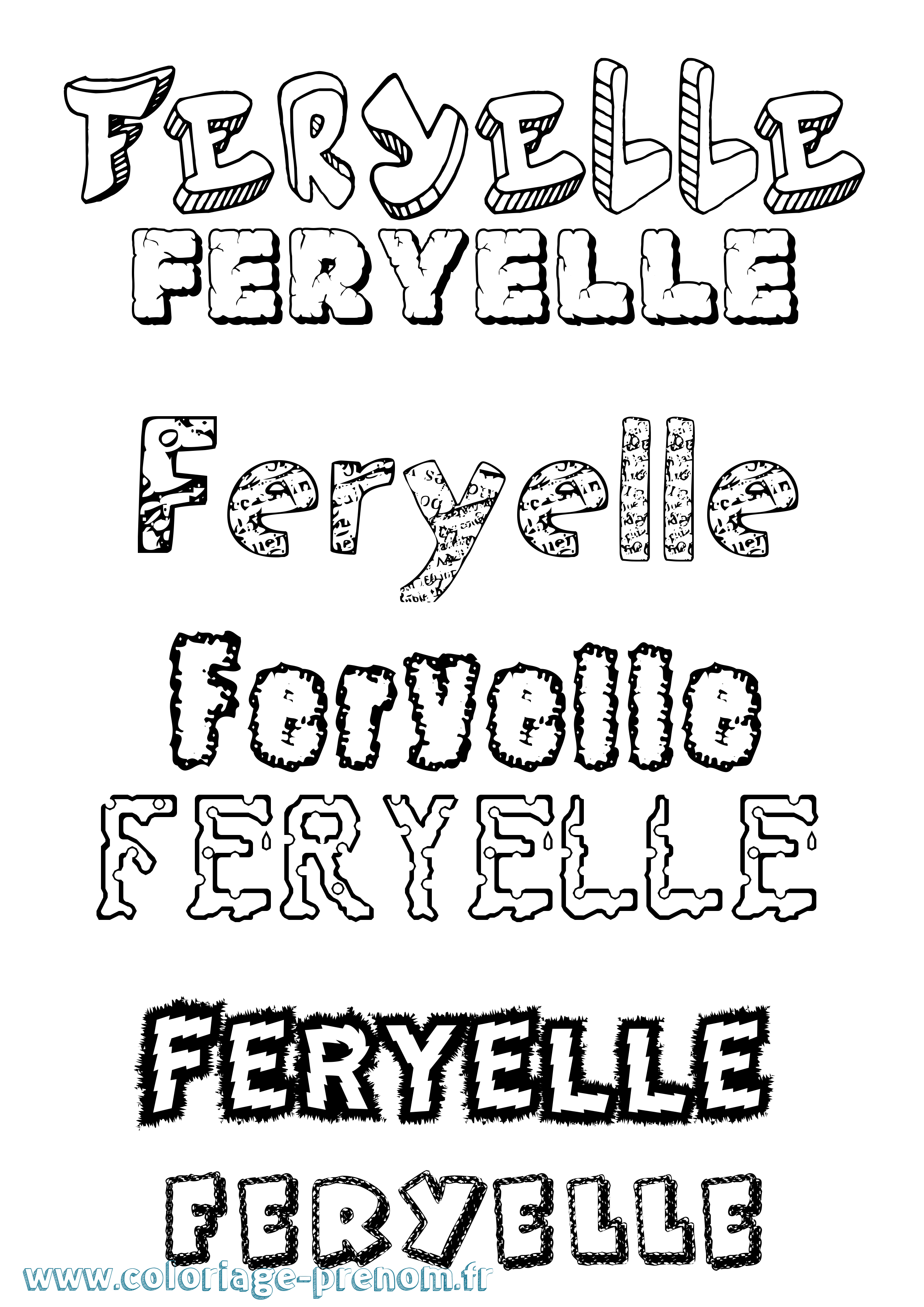 Coloriage Feryelle Destructuré Coloriage prénom Feryelle Destructuré