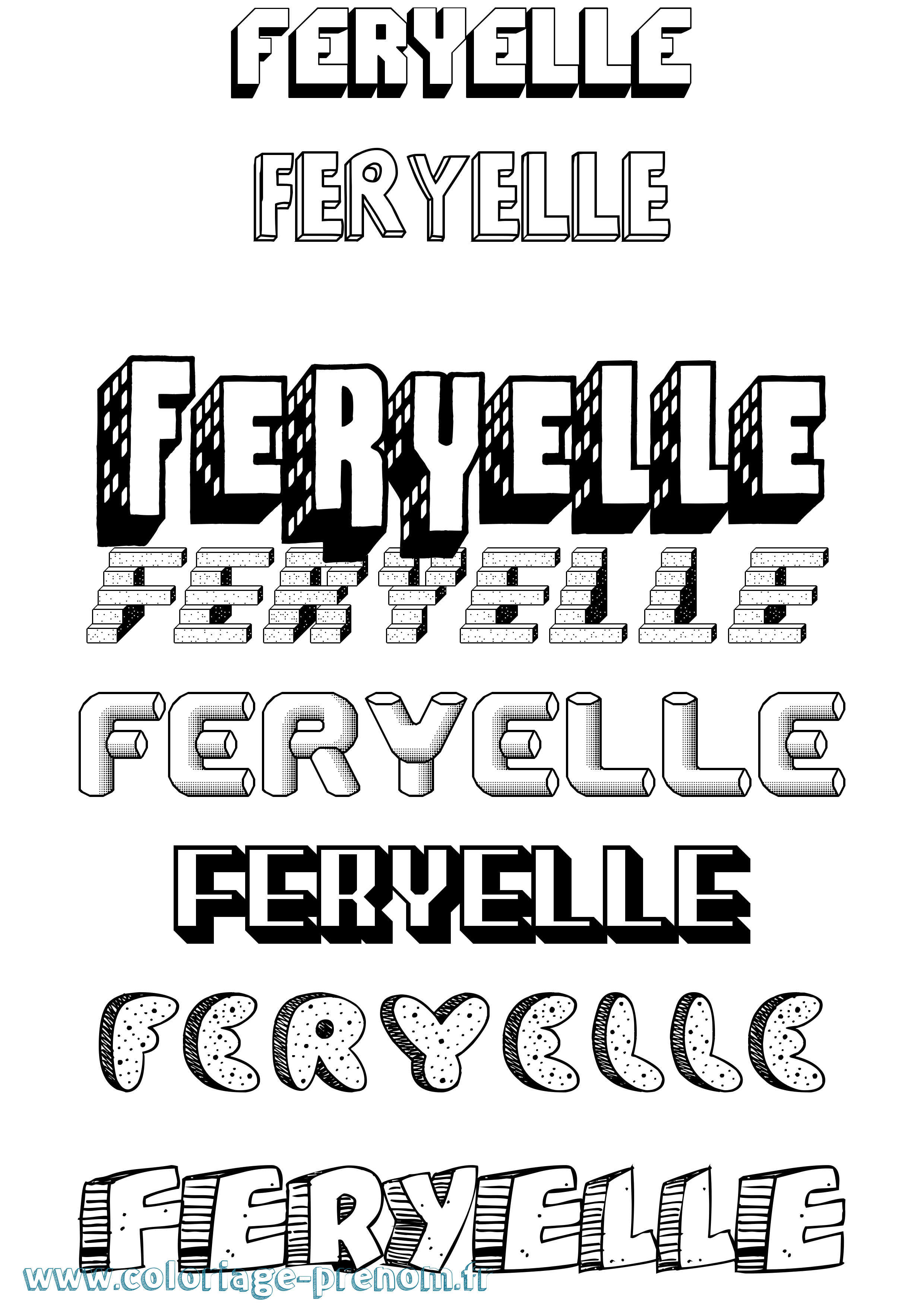 Coloriage Feryelle Effet 3D Coloriage prénom Feryelle Effet 3D