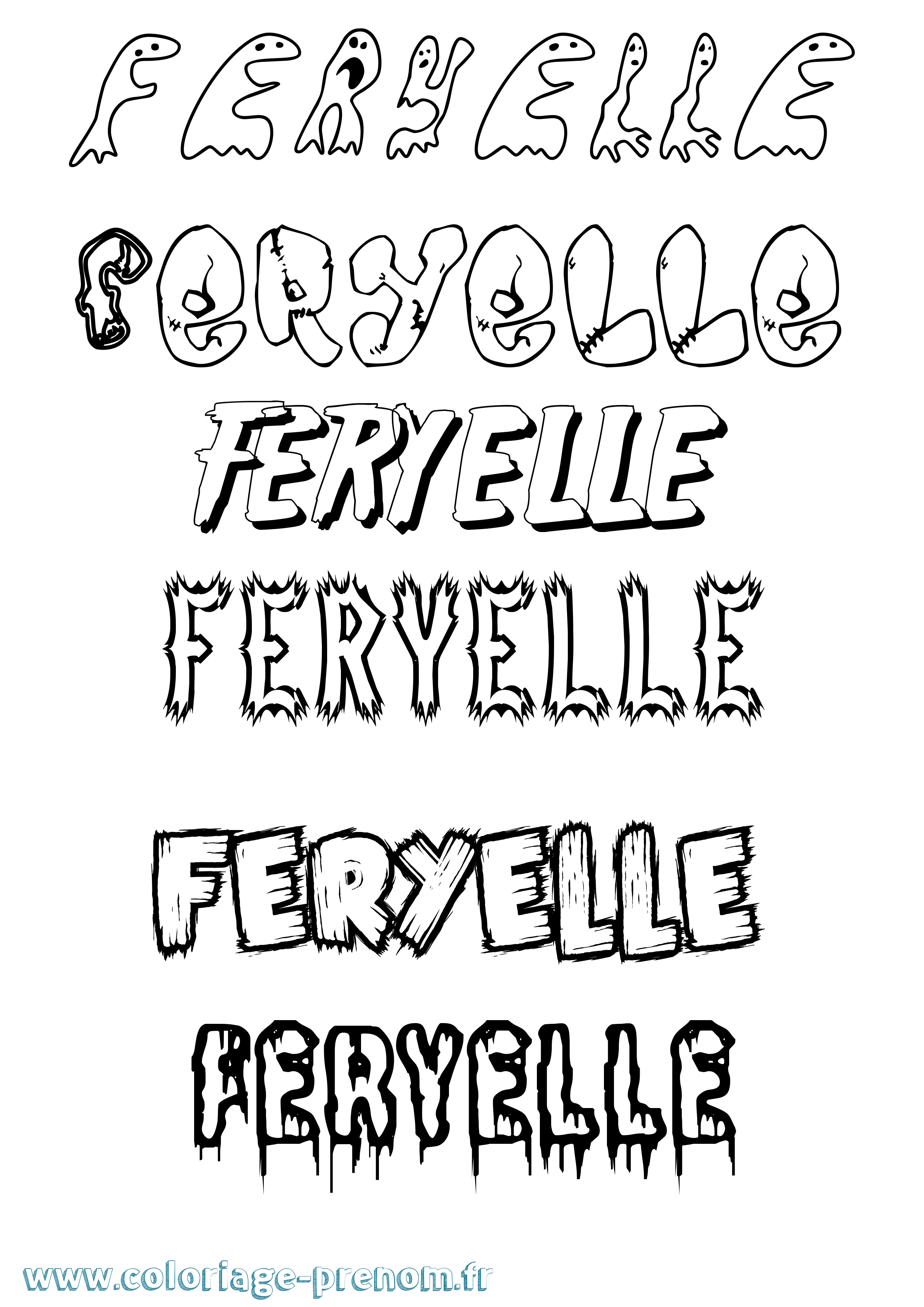 Coloriage Feryelle Frisson Coloriage prénom Feryelle Frisson