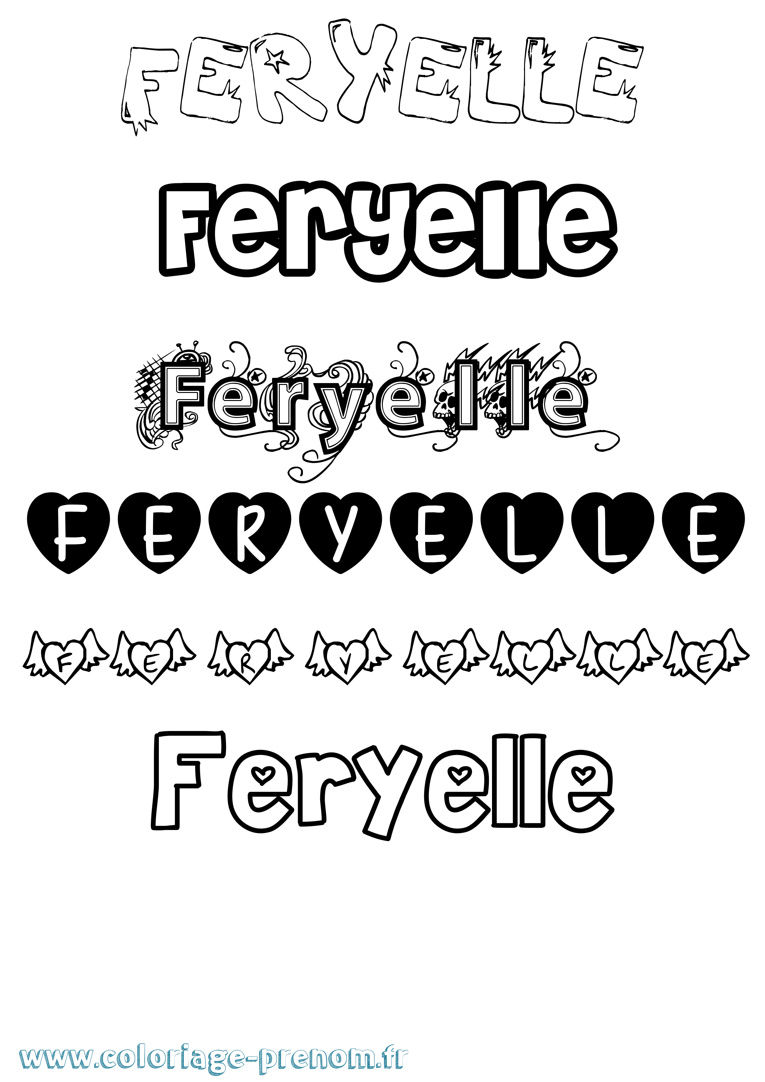 Coloriage Feryelle Girly Coloriage prénom Feryelle Girly