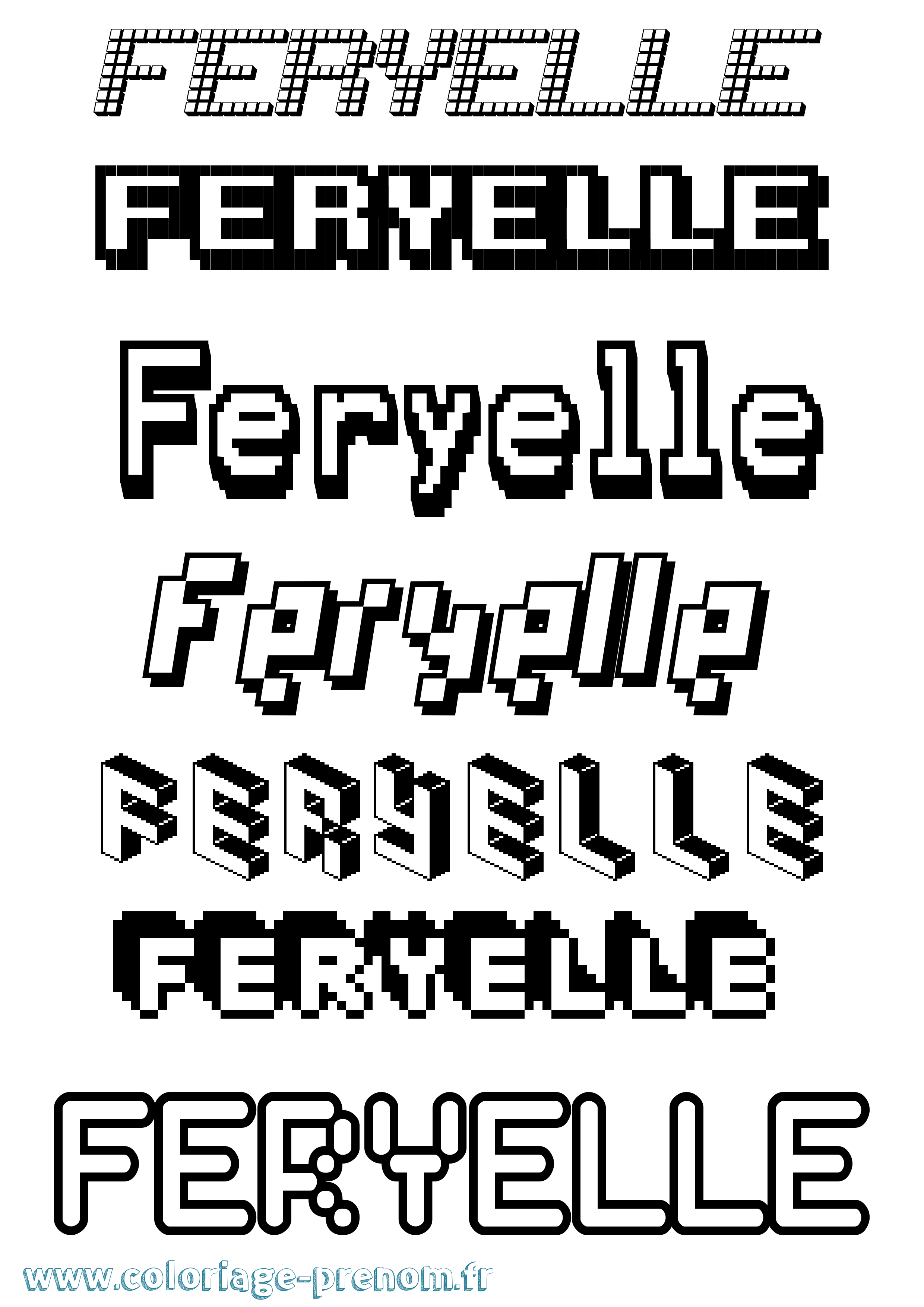 Coloriage Feryelle Pixel Coloriage prénom Feryelle Pixel