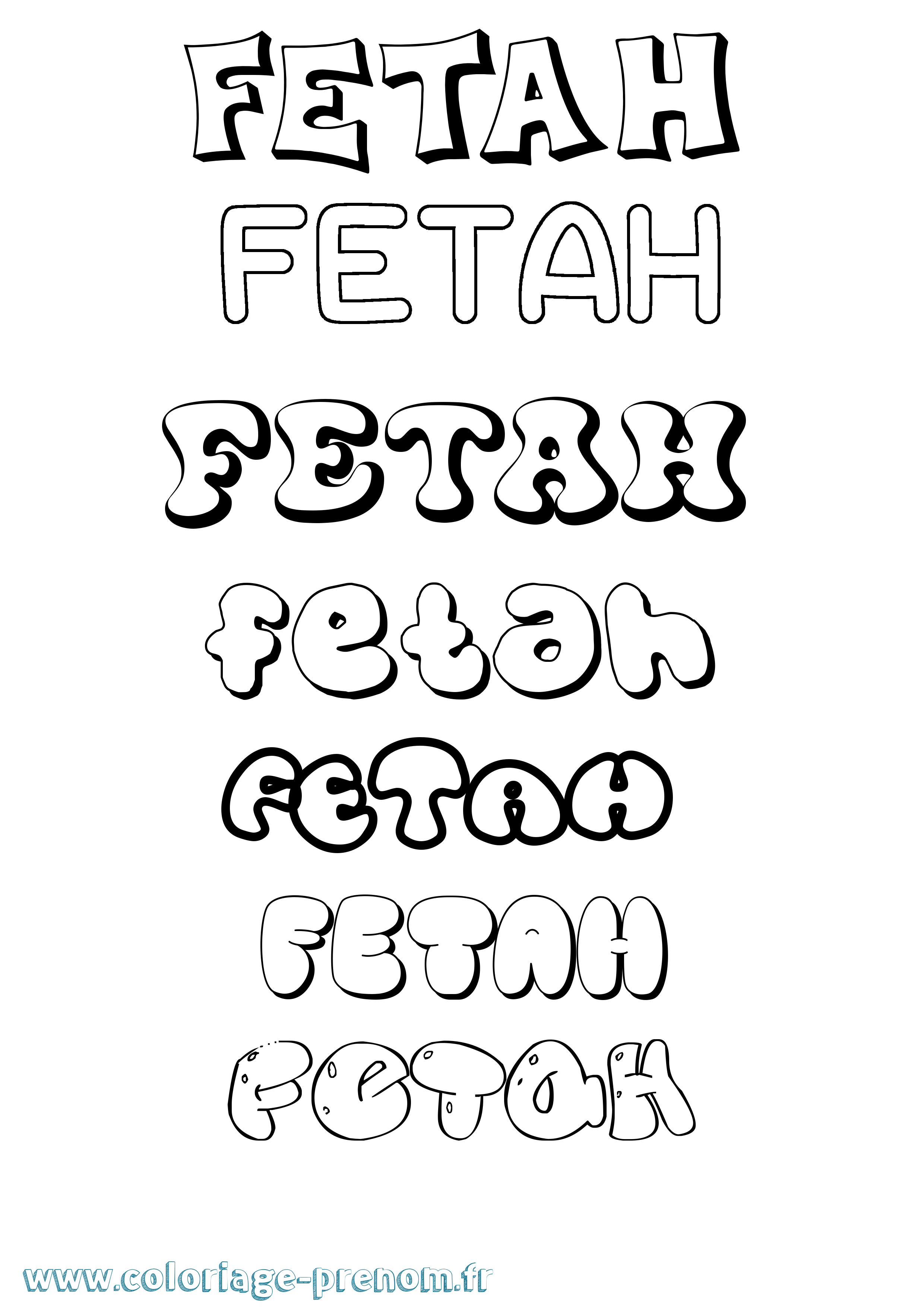 Coloriage Fetah Bubble Coloriage prénom Fetah Bubble