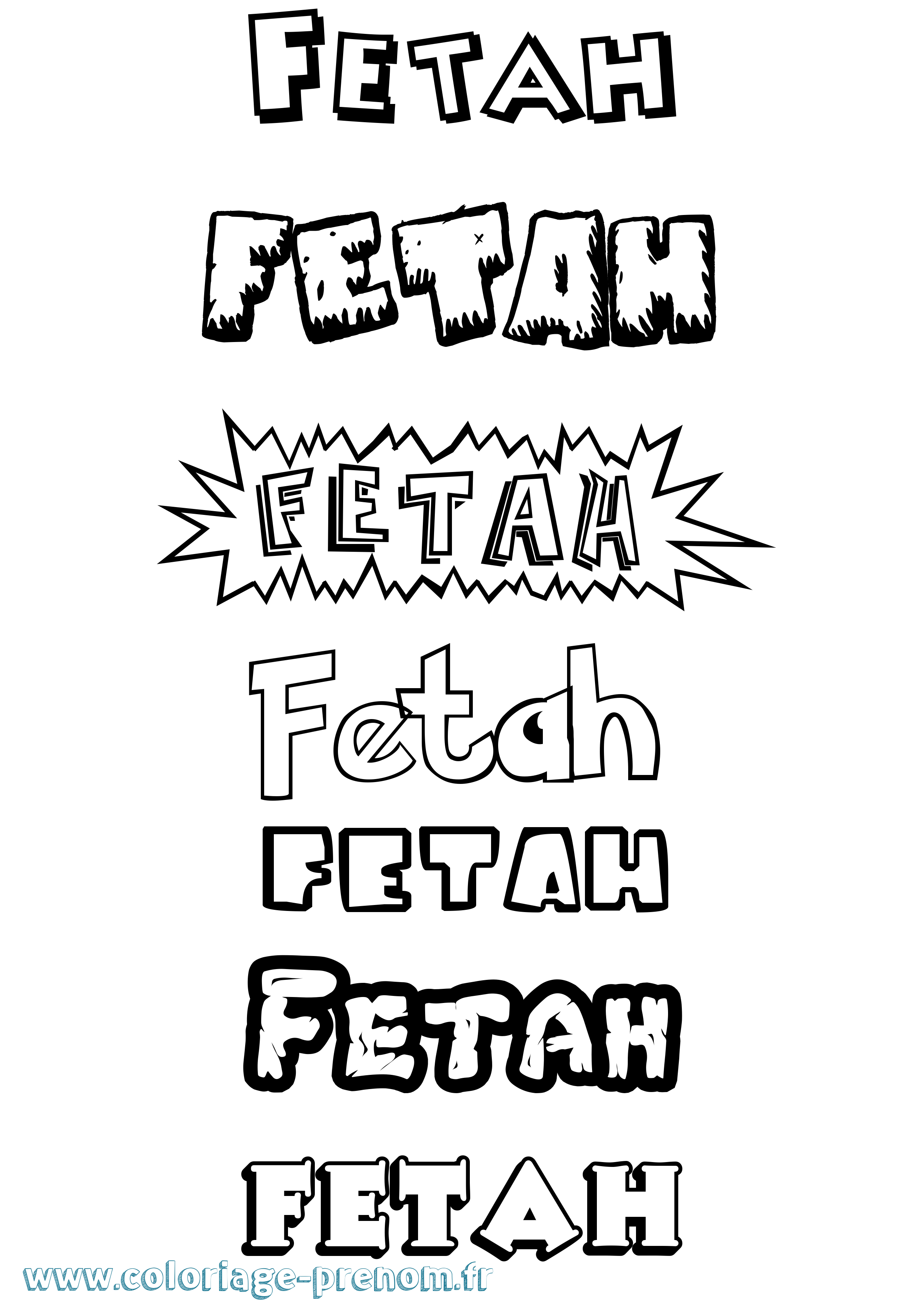 Coloriage Fetah Dessin Animé Coloriage prénom Fetah Dessin Animé