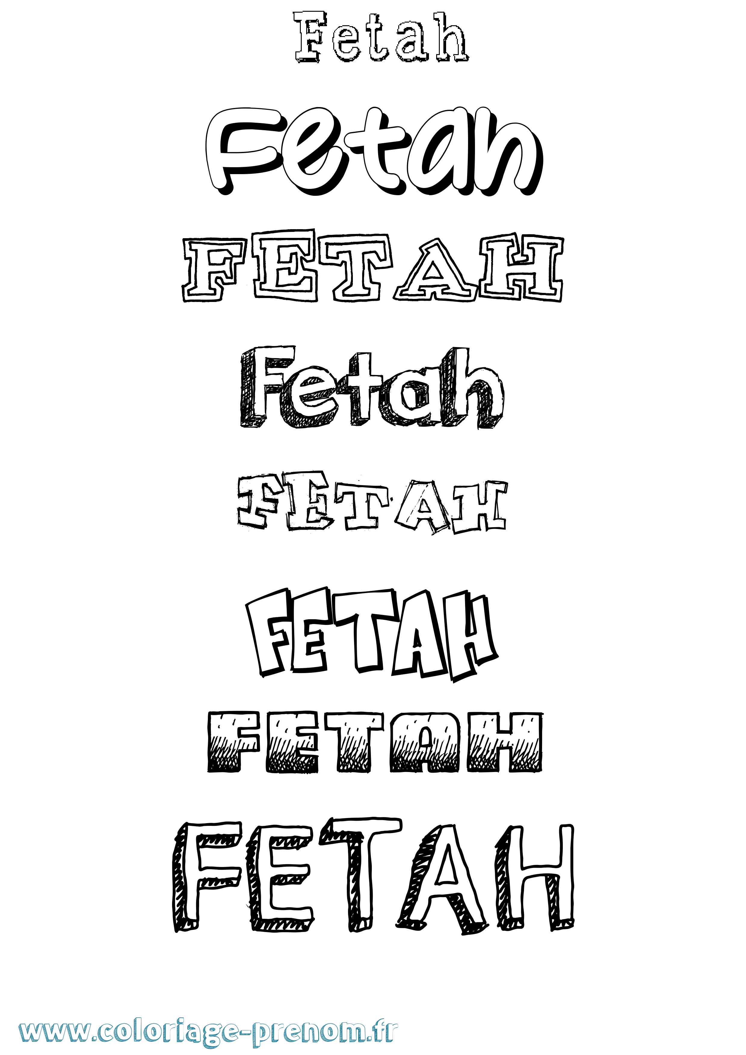 Coloriage Fetah Dessiné Coloriage prénom Fetah Dessiné