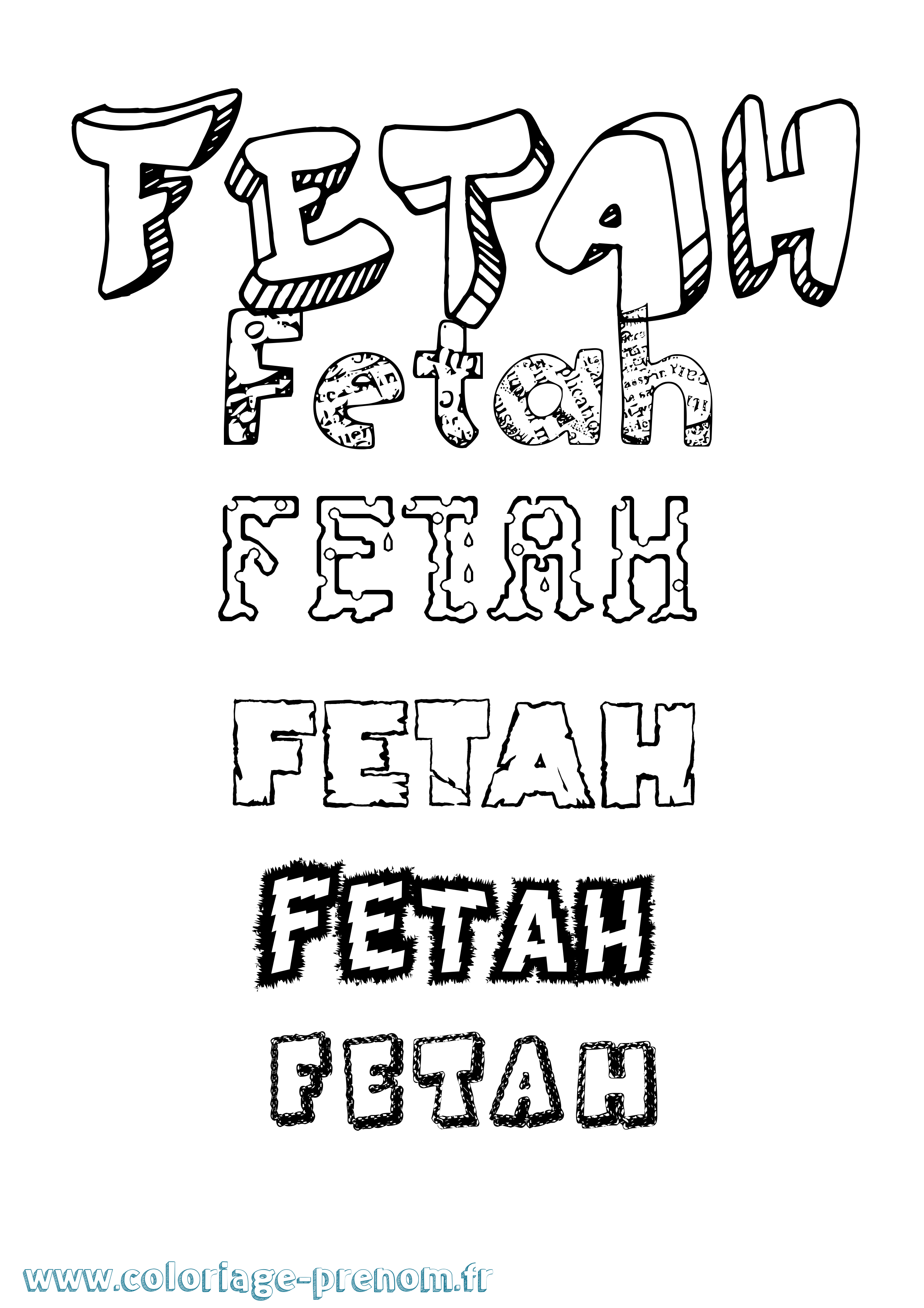 Coloriage Fetah Destructuré Coloriage prénom Fetah Destructuré