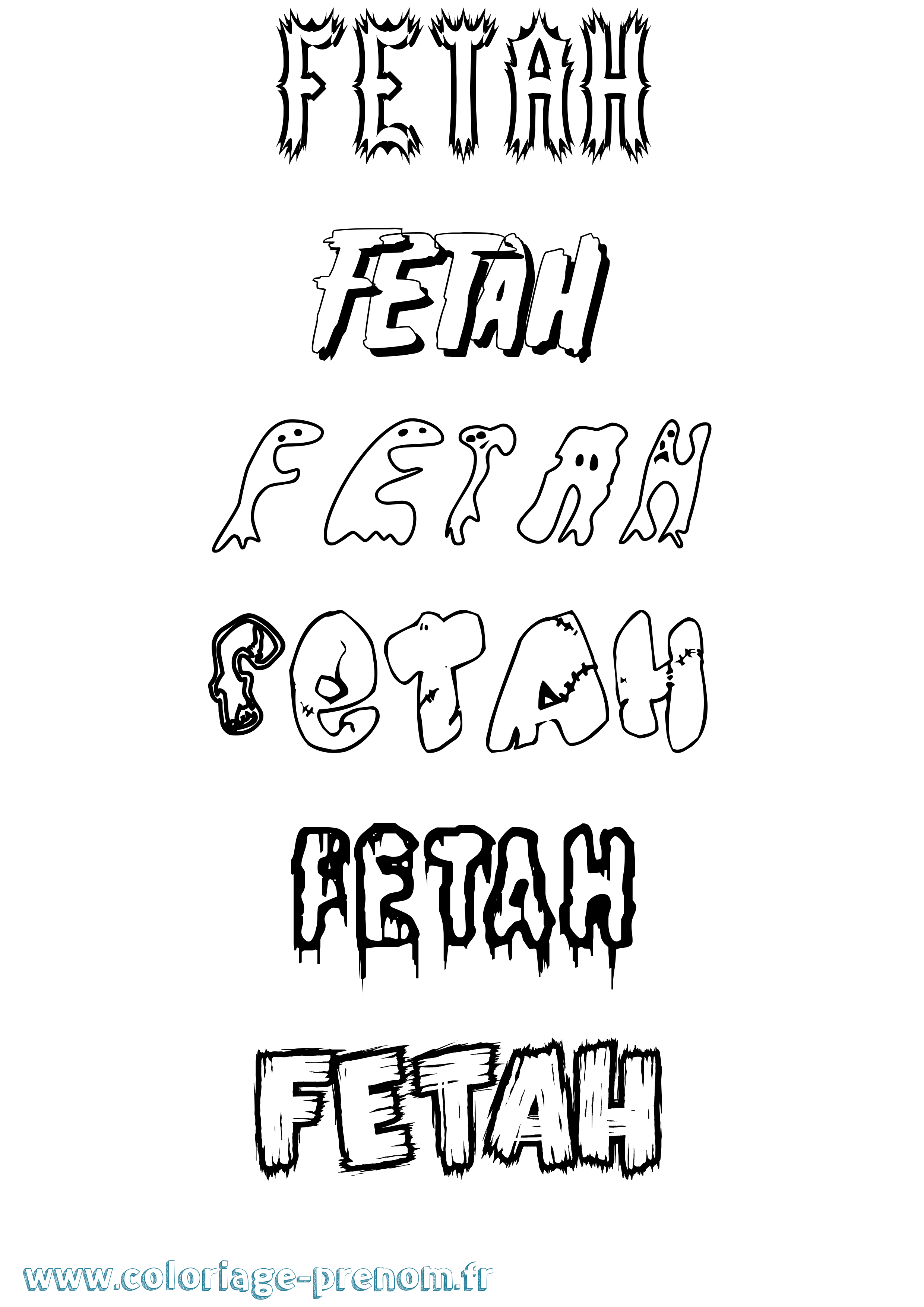 Coloriage Fetah Frisson Coloriage prénom Fetah Frisson